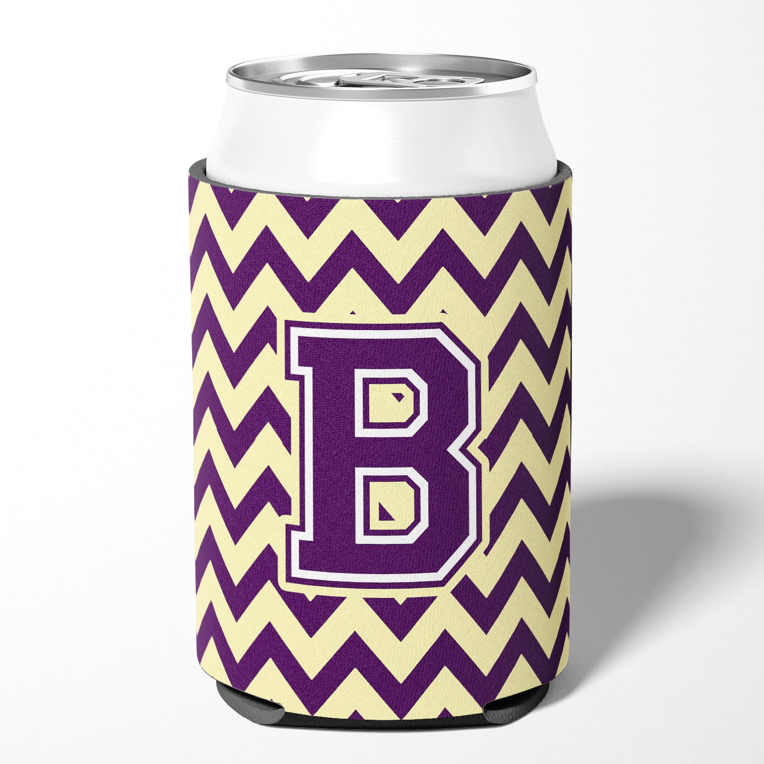 Letter B Chevron Purple and Gold Can or Bottle Hugger CJ1058-BCC