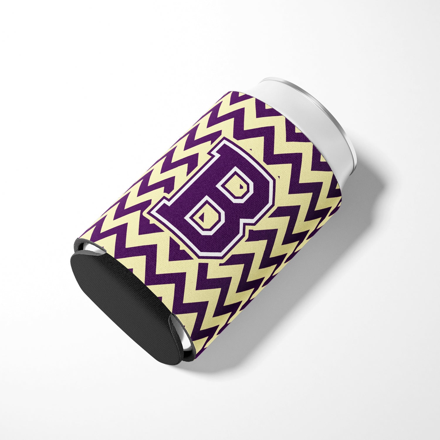 Letter B Chevron Purple and Gold Can or Bottle Hugger CJ1058-BCC.