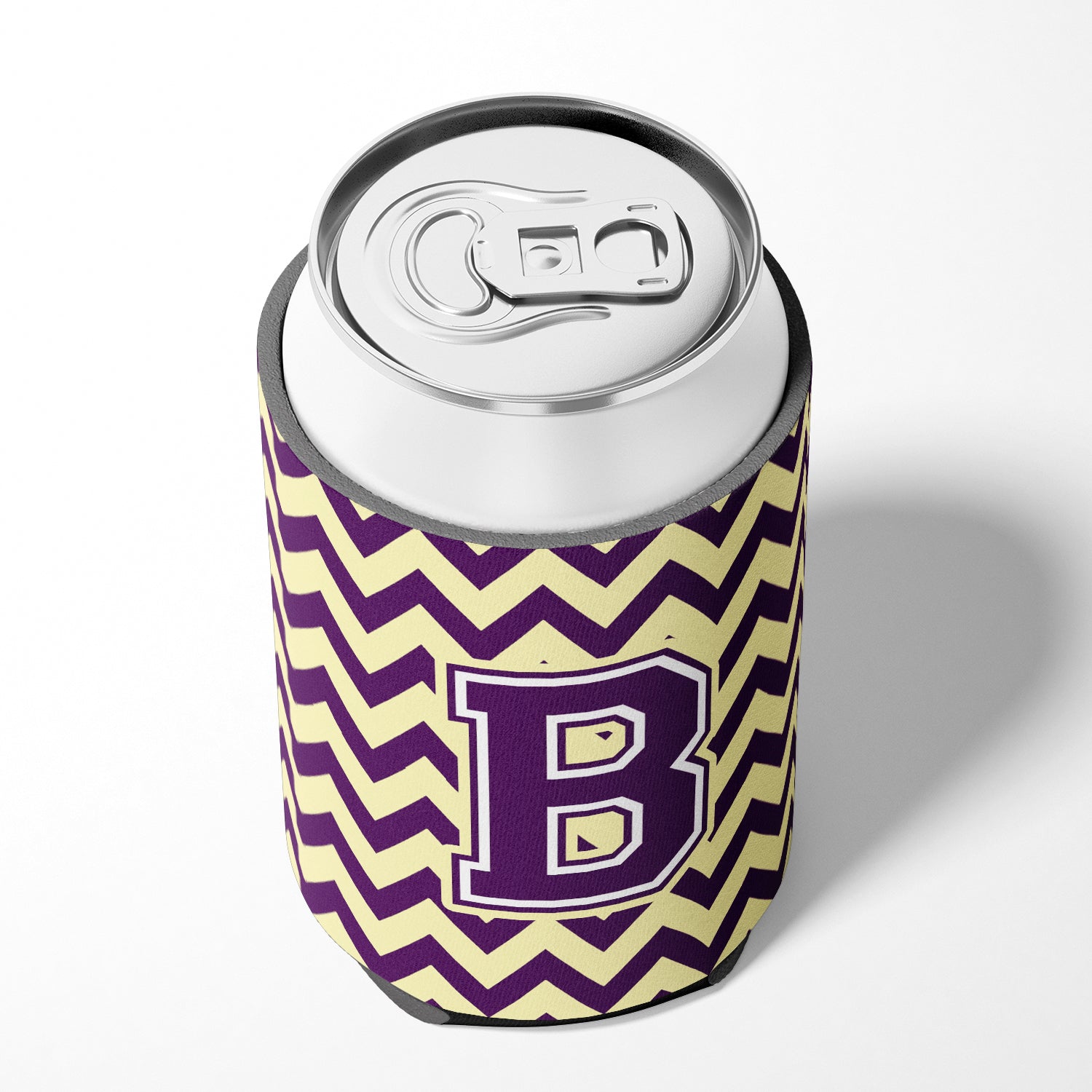 Letter B Chevron Purple and Gold Can or Bottle Hugger CJ1058-BCC.