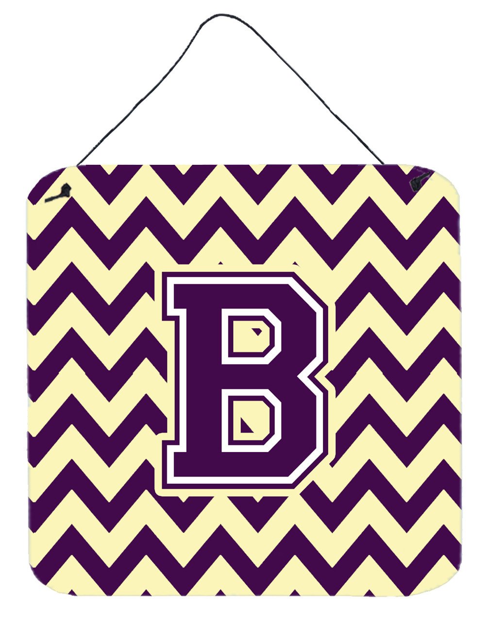 Letter B Chevron Purple and Gold Wall or Door Hanging Prints CJ1058-BDS66 by Caroline&#39;s Treasures