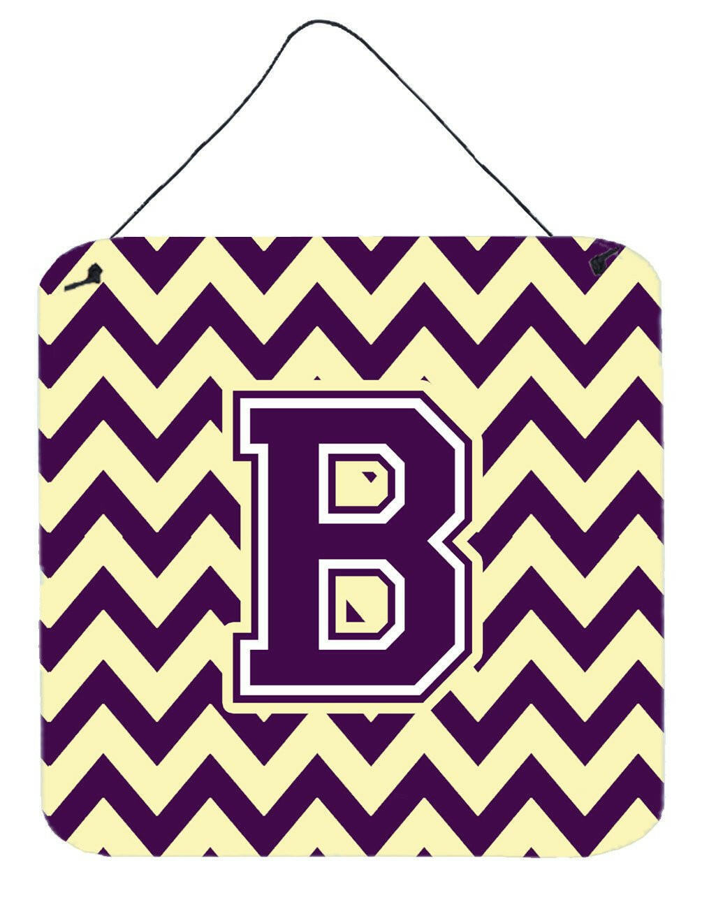 Letter B Chevron Purple and Gold Wall or Door Hanging Prints CJ1058-BDS66 by Caroline's Treasures