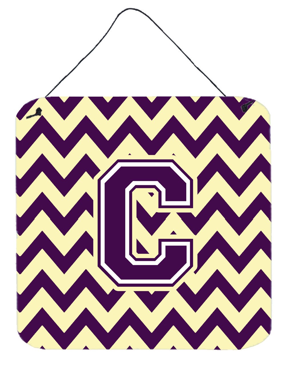 Letter C Chevron Purple and Gold Wall or Door Hanging Prints CJ1058-CDS66 by Caroline's Treasures