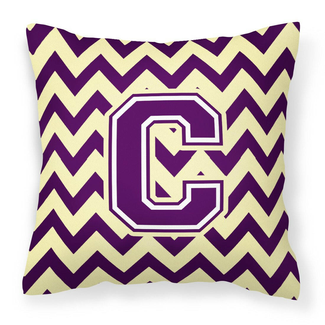 Letter C Chevron Purple and Gold Fabric Decorative Pillow CJ1058-CPW1414 by Caroline&#39;s Treasures
