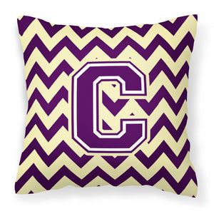 Letter C Chevron Purple and Gold Fabric Decorative Pillow CJ1058-CPW1414 by Caroline's Treasures
