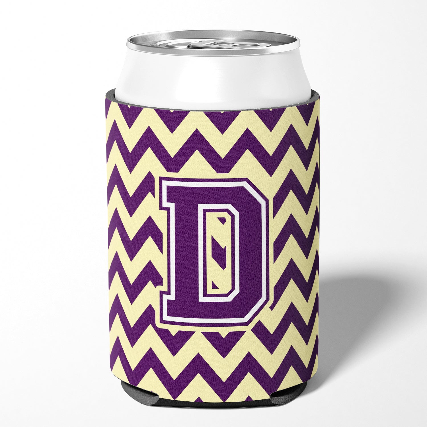Letter D Chevron Purple and Gold Can or Bottle Hugger CJ1058-DCC.