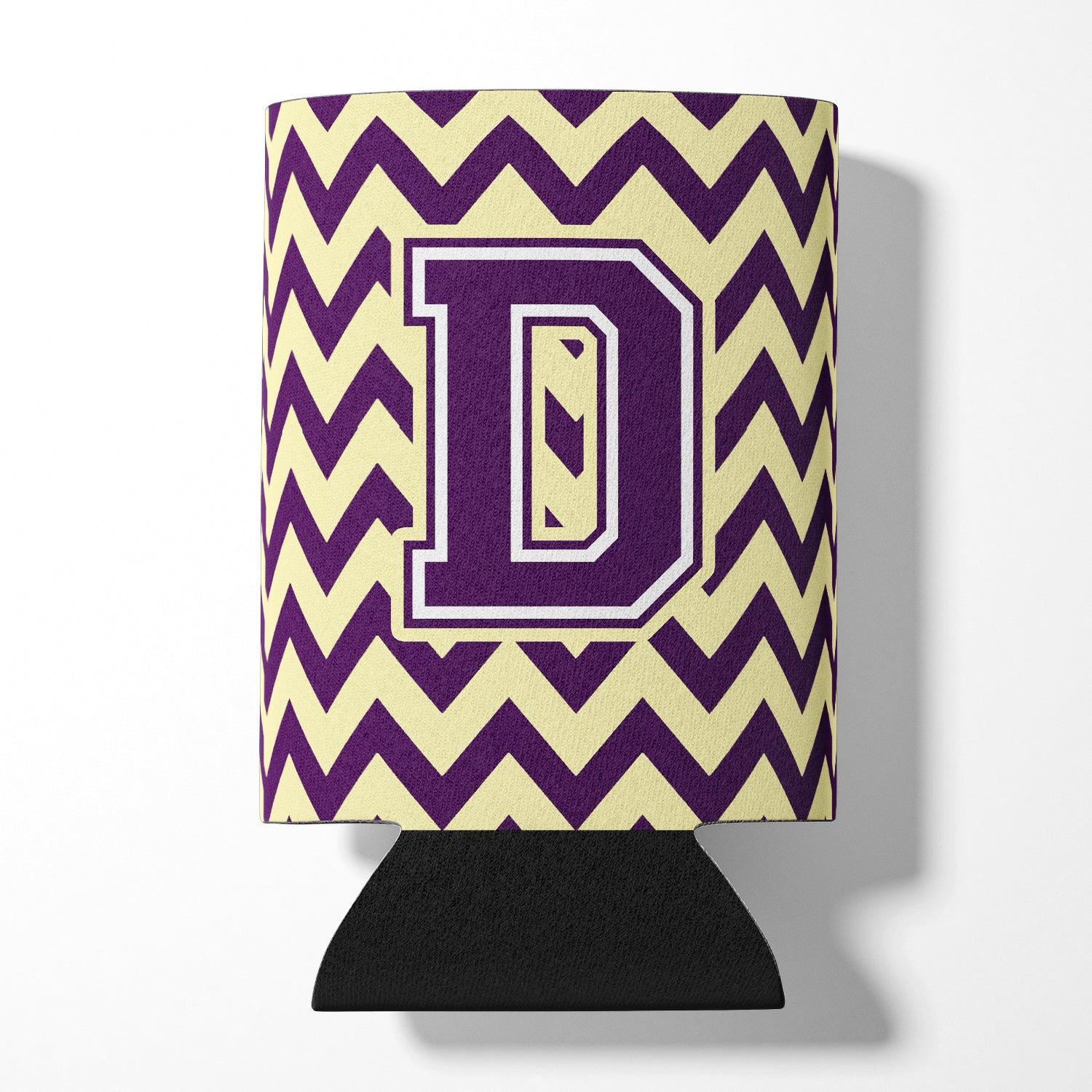 Letter D Chevron Purple and Gold Can or Bottle Hugger CJ1058-DCC