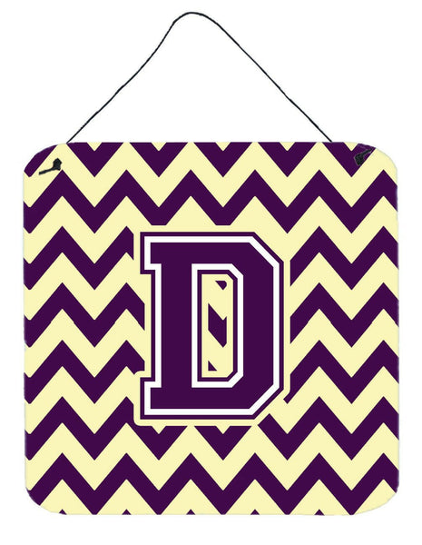 Letter D Chevron Purple and Gold Wall or Door Hanging Prints CJ1058-DDS66 by Caroline's Treasures
