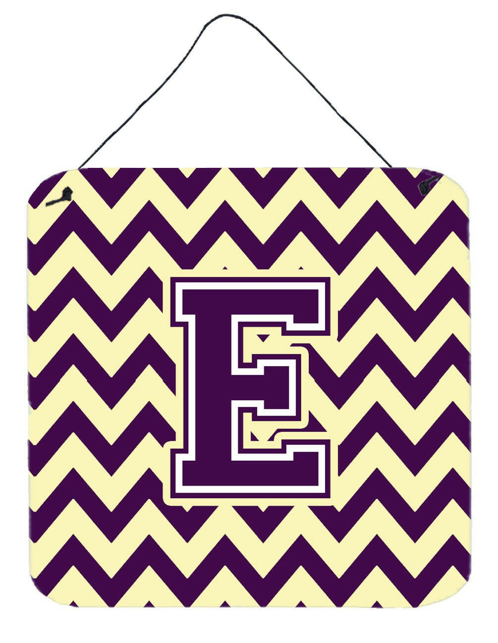 Letter E Chevron Purple and Gold Wall or Door Hanging Prints CJ1058-EDS66 by Caroline's Treasures