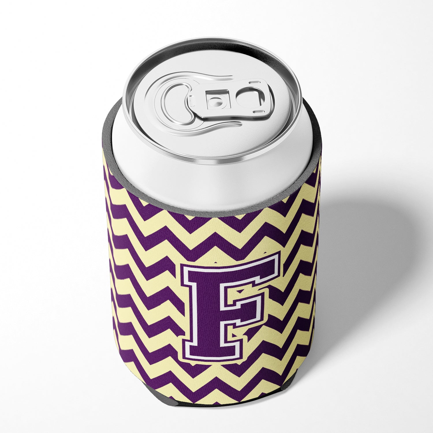Letter F Chevron Purple and Gold Can or Bottle Hugger CJ1058-FCC
