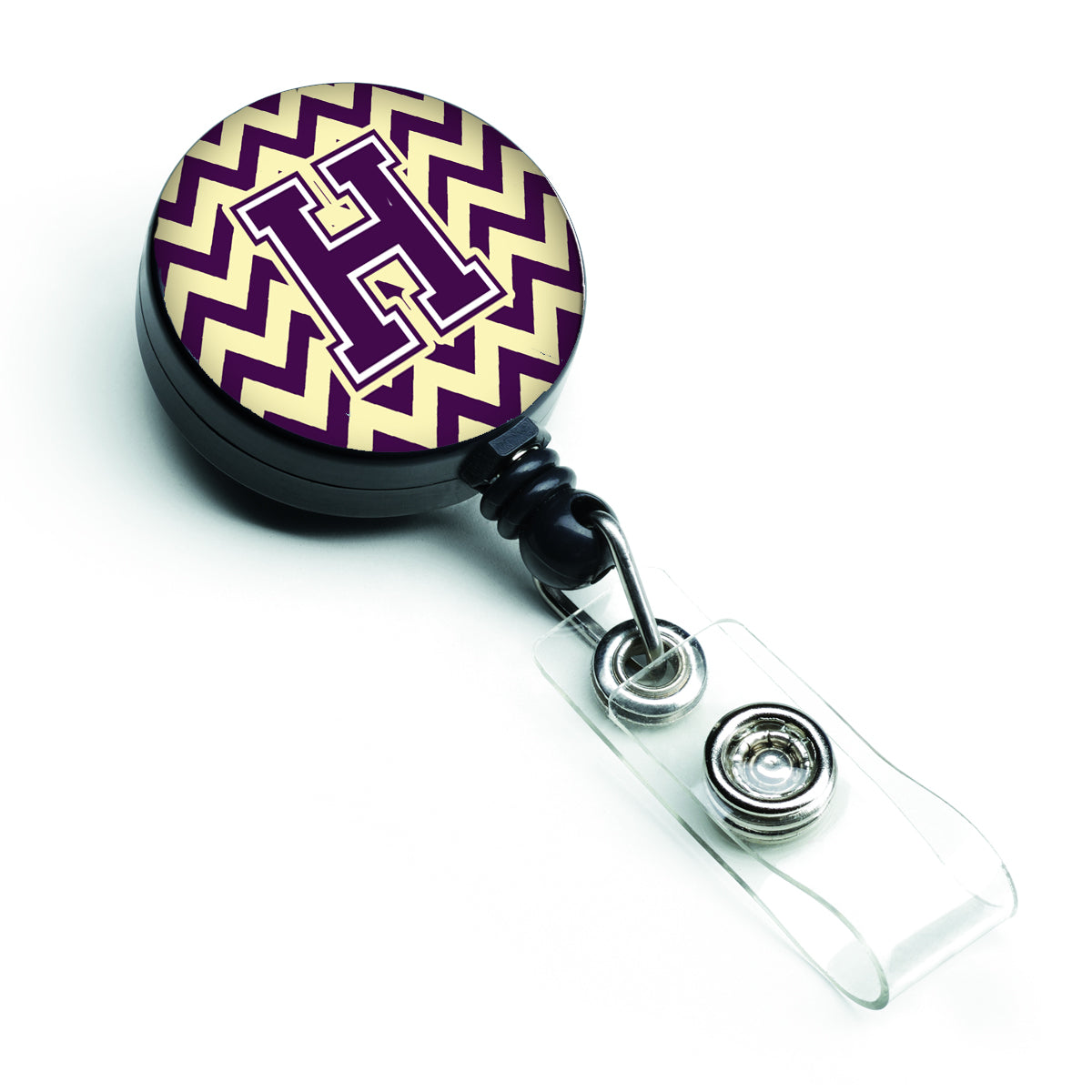 Letter H Chevron Purple and Gold Retractable Badge Reel CJ1058-HBR