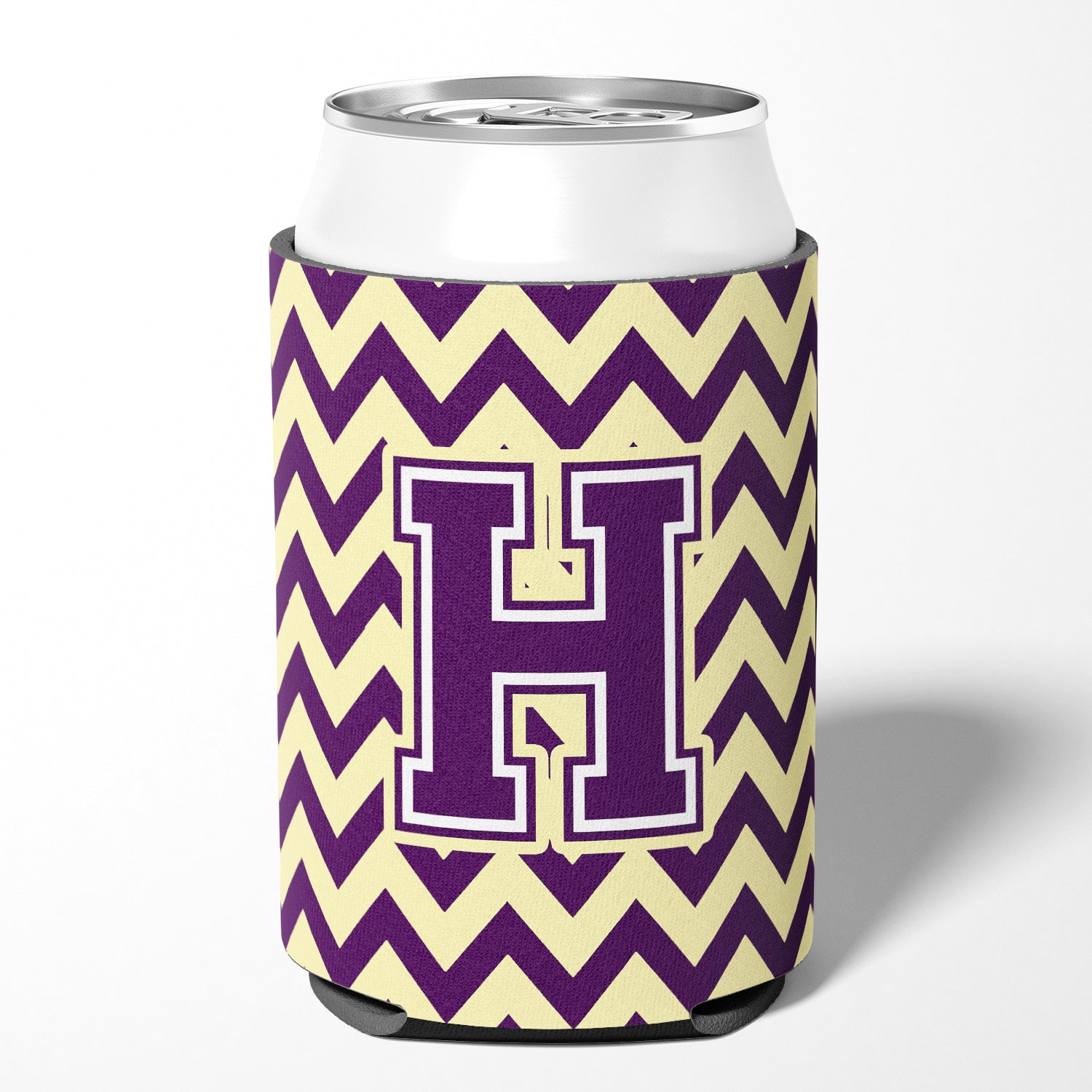 Letter H Chevron Purple and Gold Can or Bottle Hugger CJ1058-HCC.