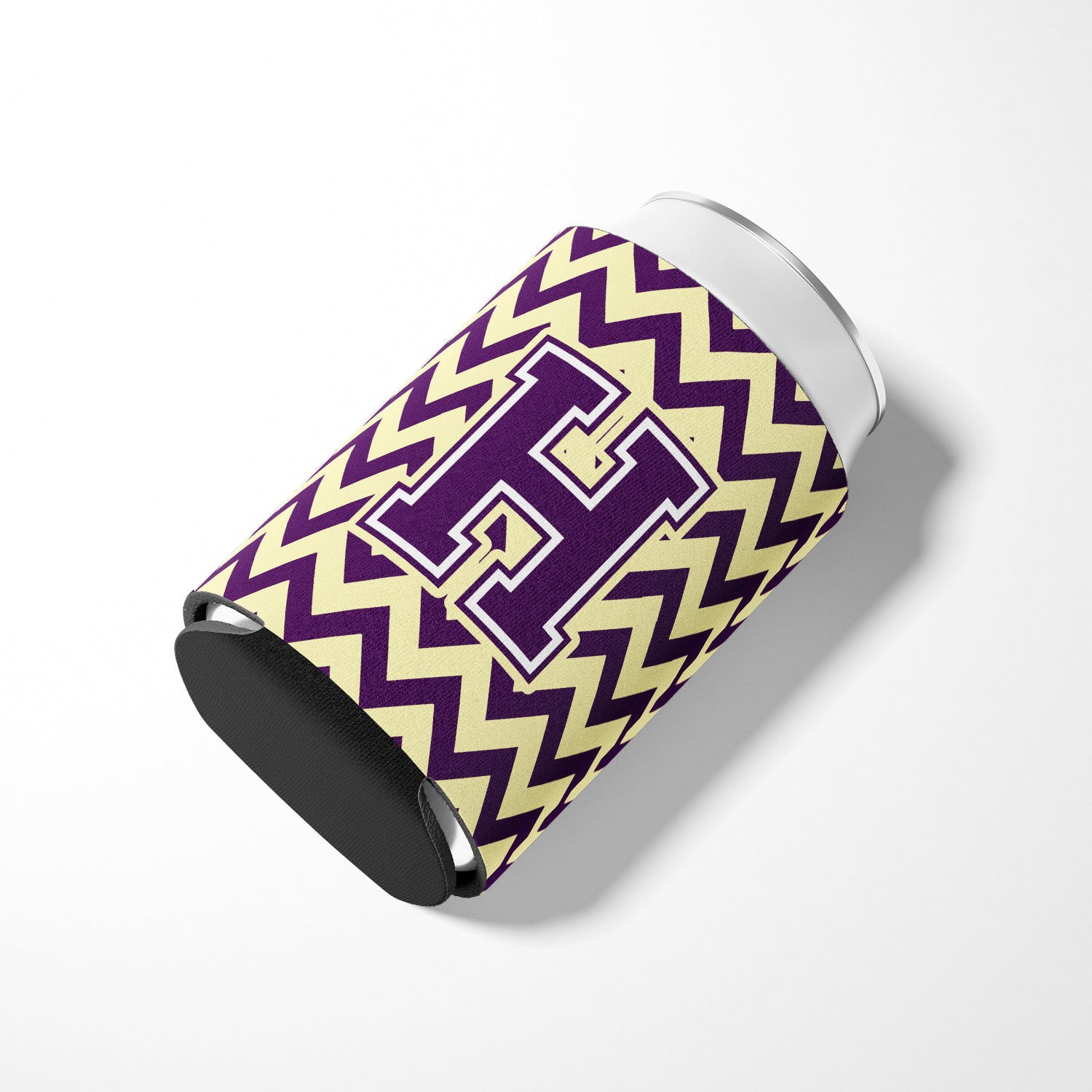 Letter H Chevron Purple and Gold Can or Bottle Hugger CJ1058-HCC
