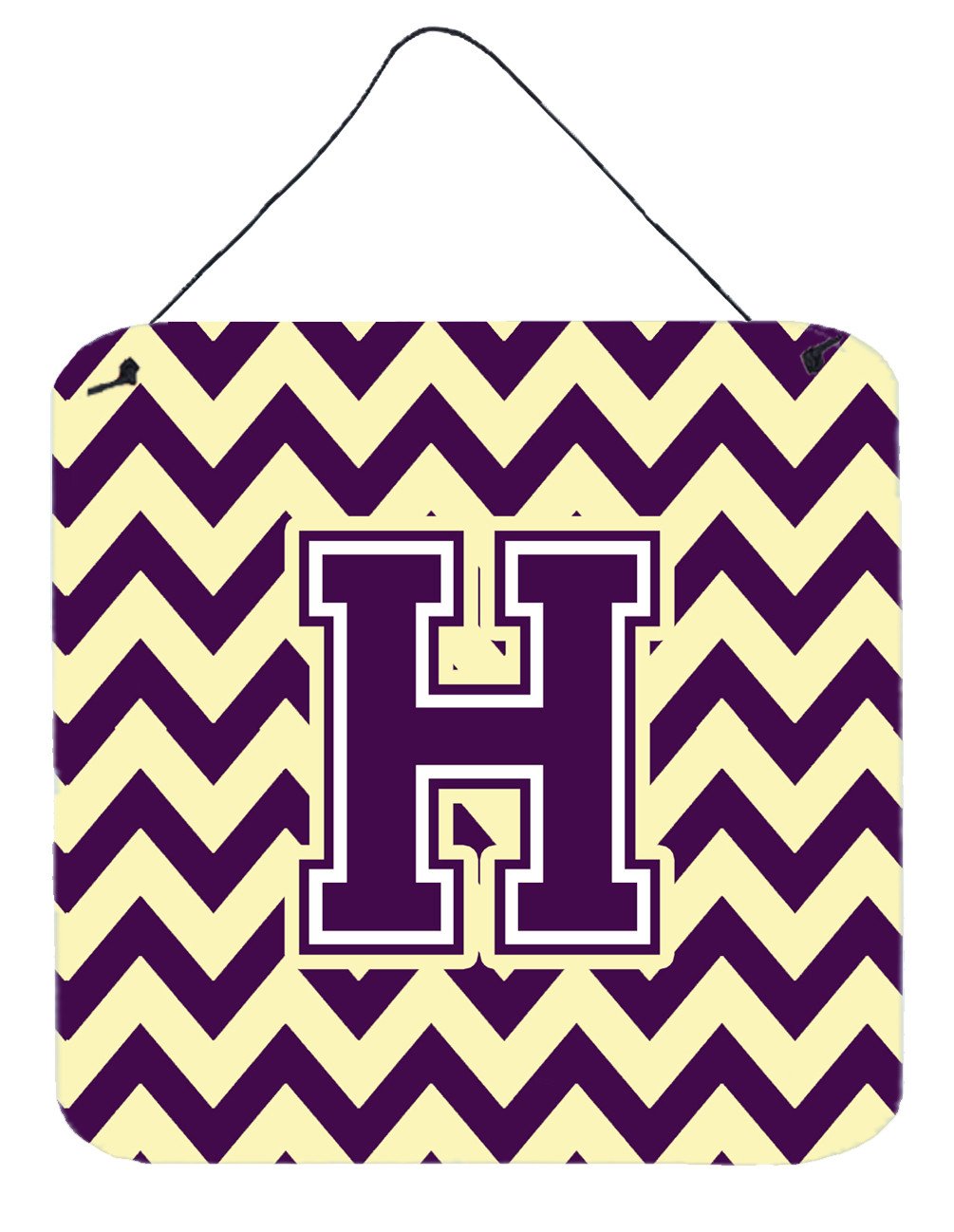 Letter H Chevron Purple and Gold Wall or Door Hanging Prints CJ1058-HDS66 by Caroline&#39;s Treasures