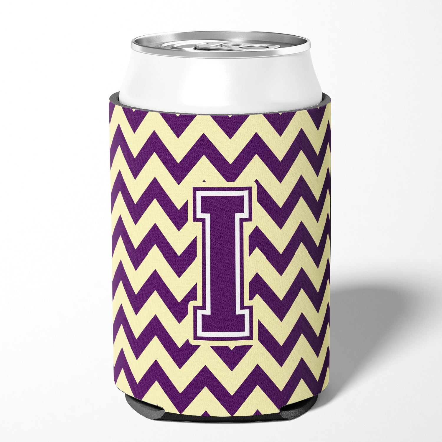 Letter I Chevron Purple and Gold Can or Bottle Hugger CJ1058-ICC.