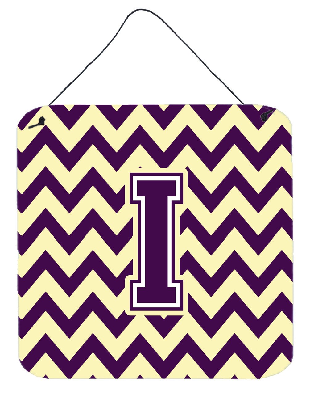 Letter I Chevron Purple and Gold Wall or Door Hanging Prints CJ1058-IDS66 by Caroline&#39;s Treasures