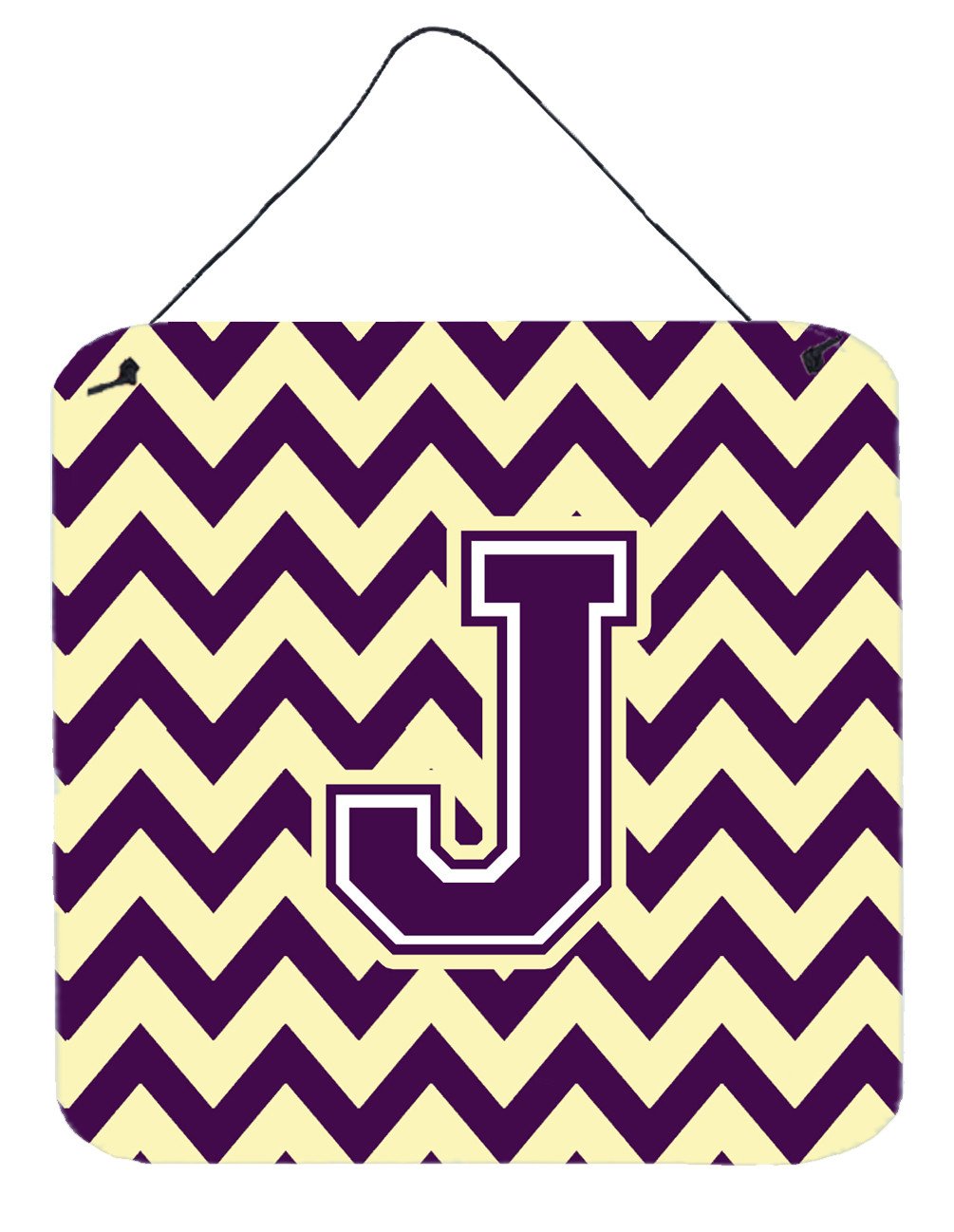 Letter J Chevron Purple and Gold Wall or Door Hanging Prints CJ1058-JDS66 by Caroline's Treasures