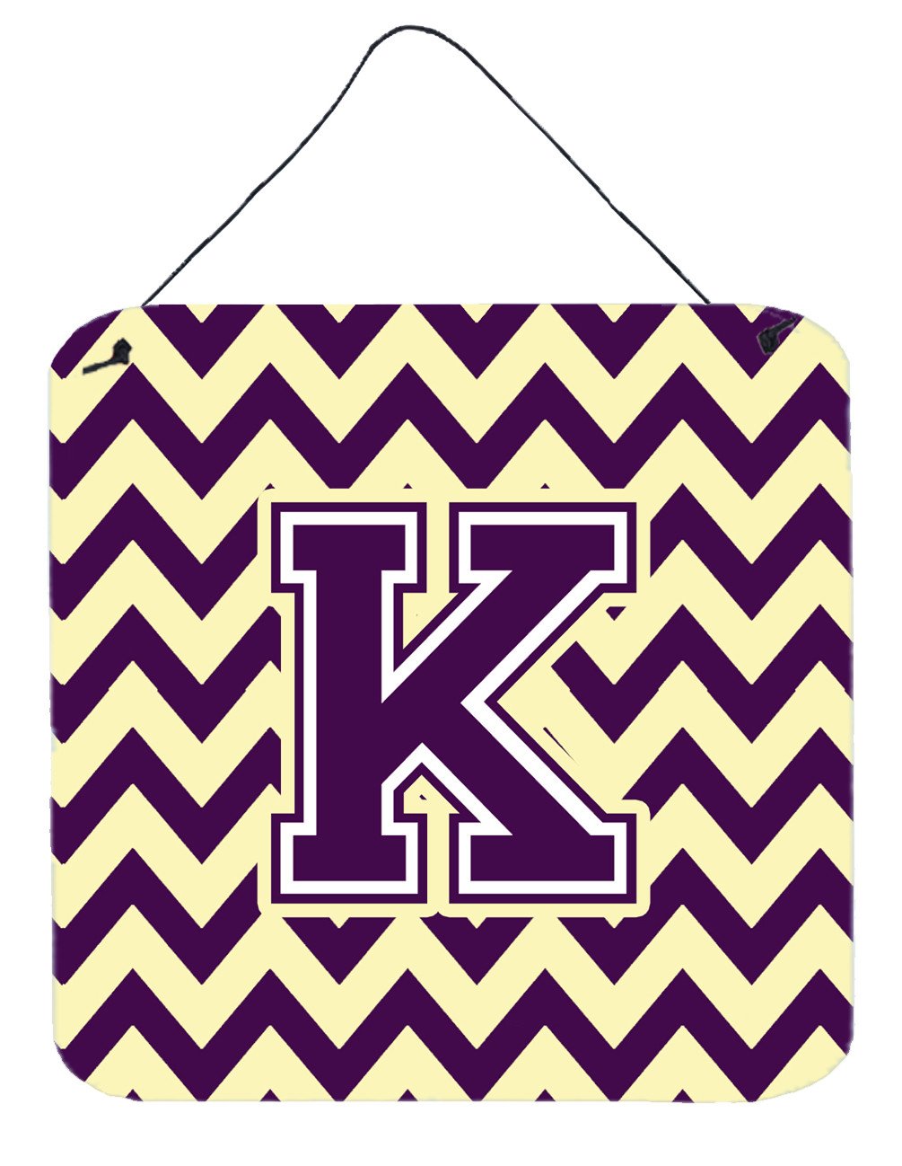 Letter K Chevron Purple and Gold Wall or Door Hanging Prints CJ1058-KDS66 by Caroline's Treasures