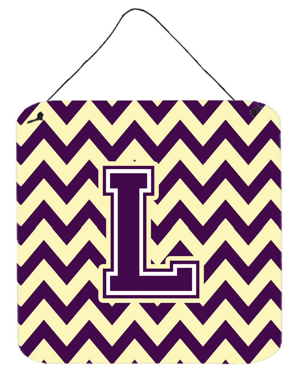 Letter L Chevron Purple and Gold Wall or Door Hanging Prints CJ1058-LDS66 by Caroline&#39;s Treasures