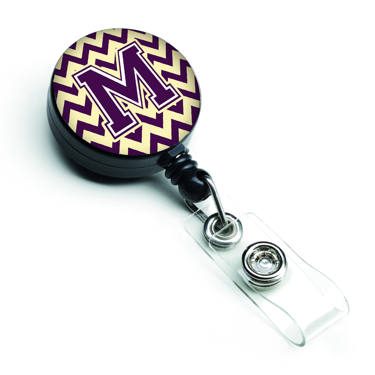 Letter M Chevron Purple and Gold Retractable Badge Reel CJ1058-MBR