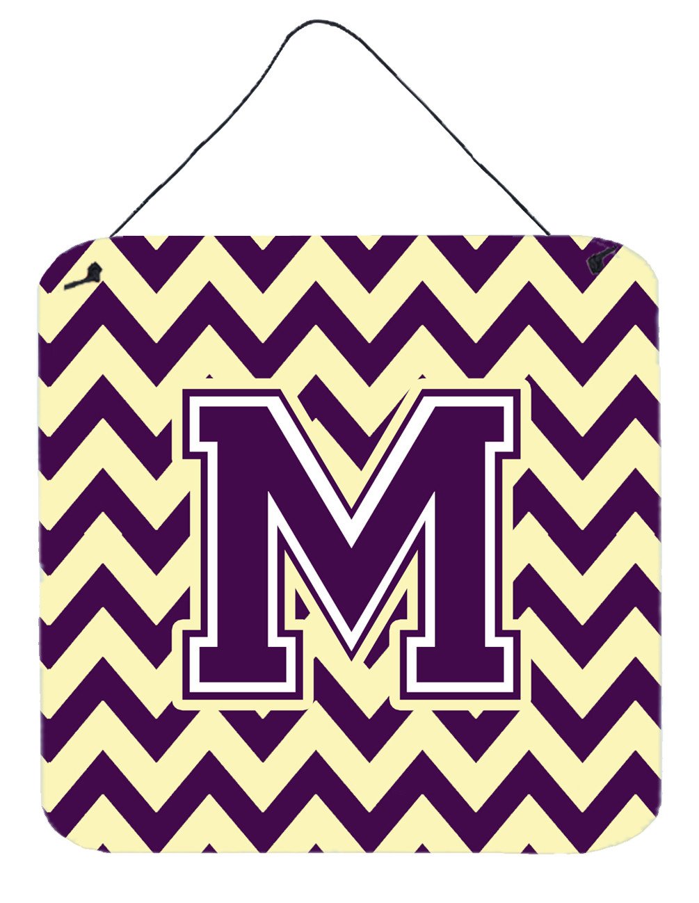 Letter M Chevron Purple and Gold Wall or Door Hanging Prints CJ1058-MDS66 by Caroline&#39;s Treasures