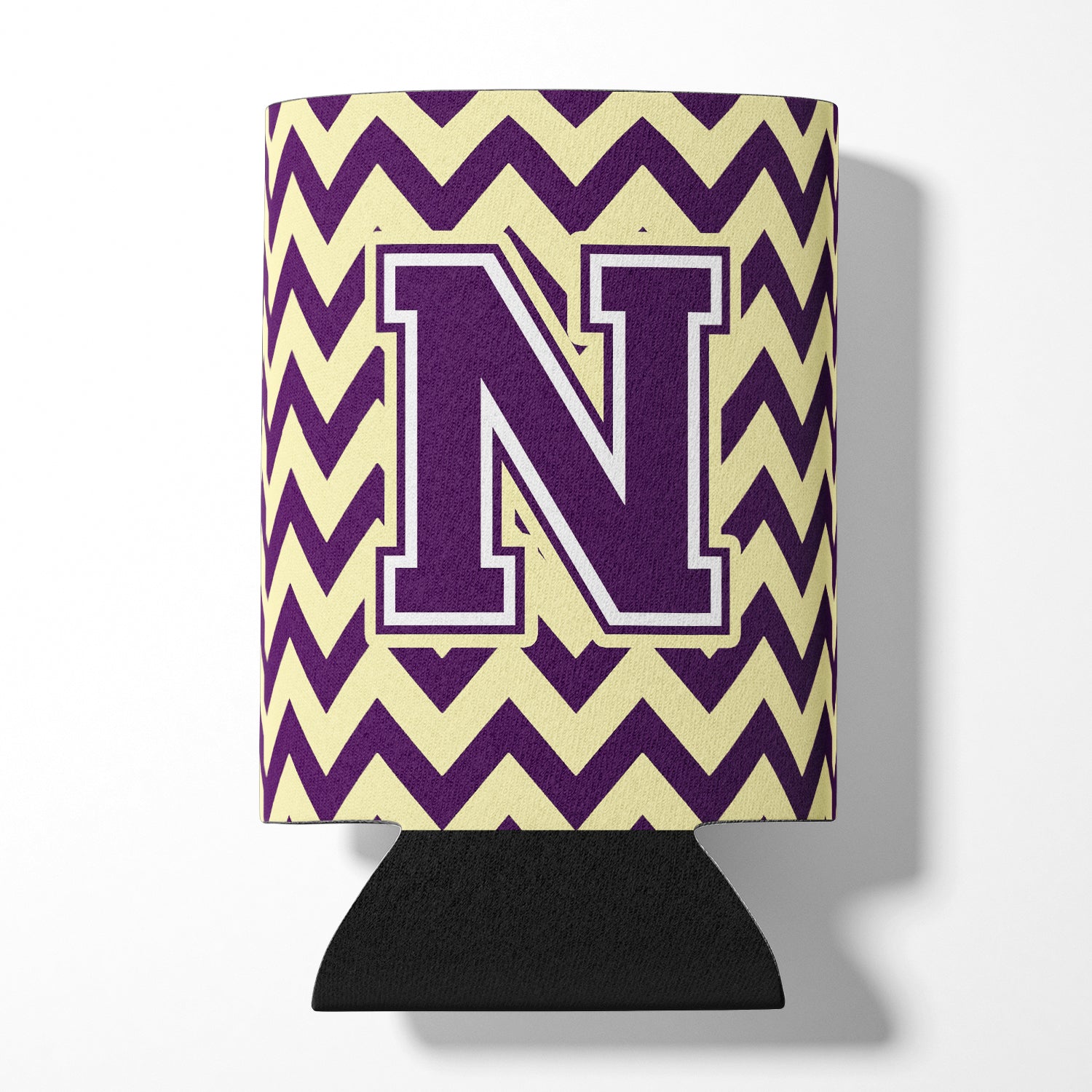 Letter N Chevron Purple and Gold Can or Bottle Hugger CJ1058-NCC.