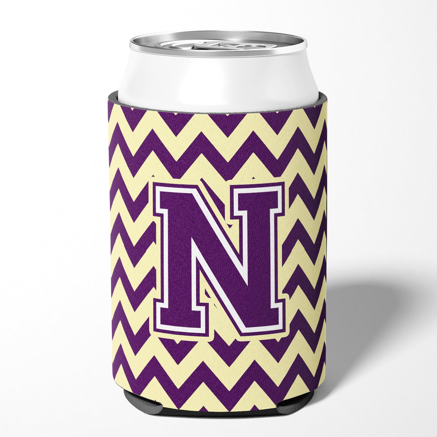Letter N Chevron Purple and Gold Can or Bottle Hugger CJ1058-NCC
