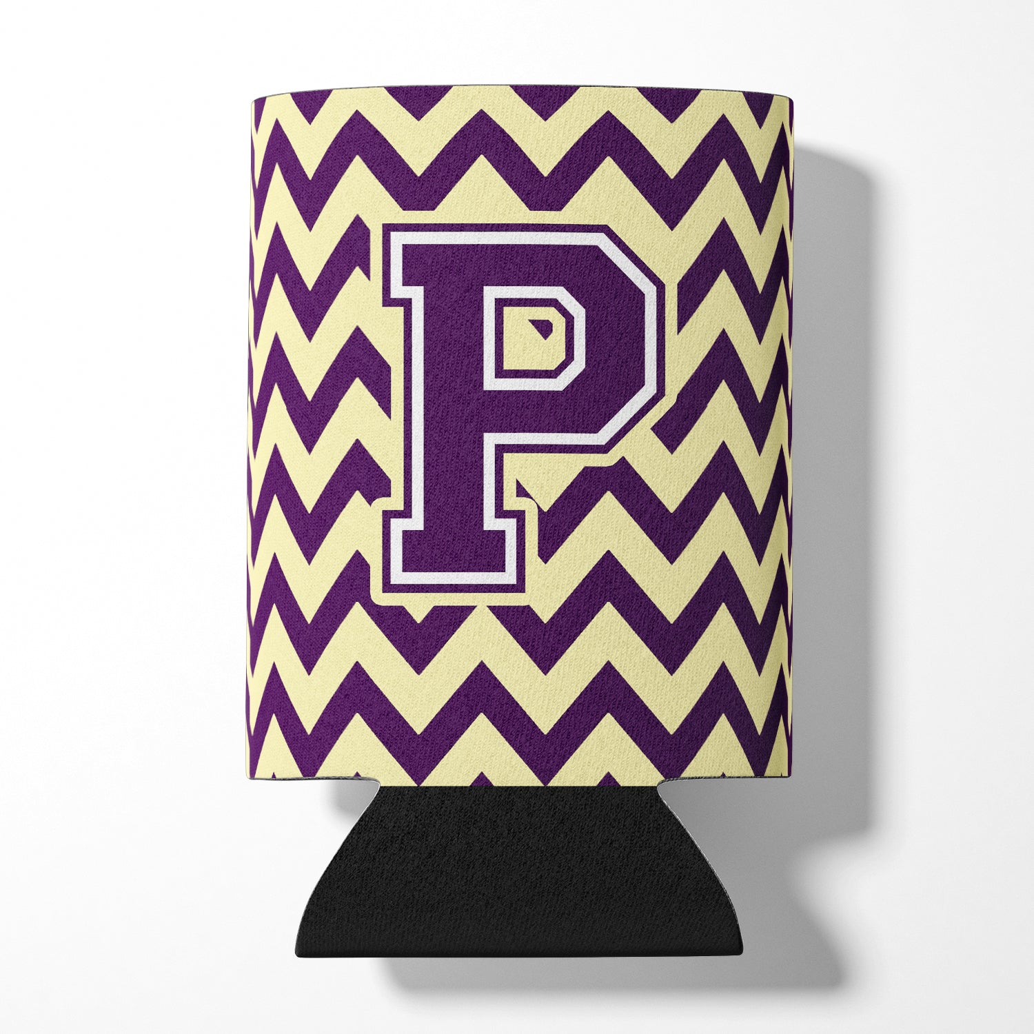 Letter P Chevron Purple and Gold Can or Bottle Hugger CJ1058-PCC.