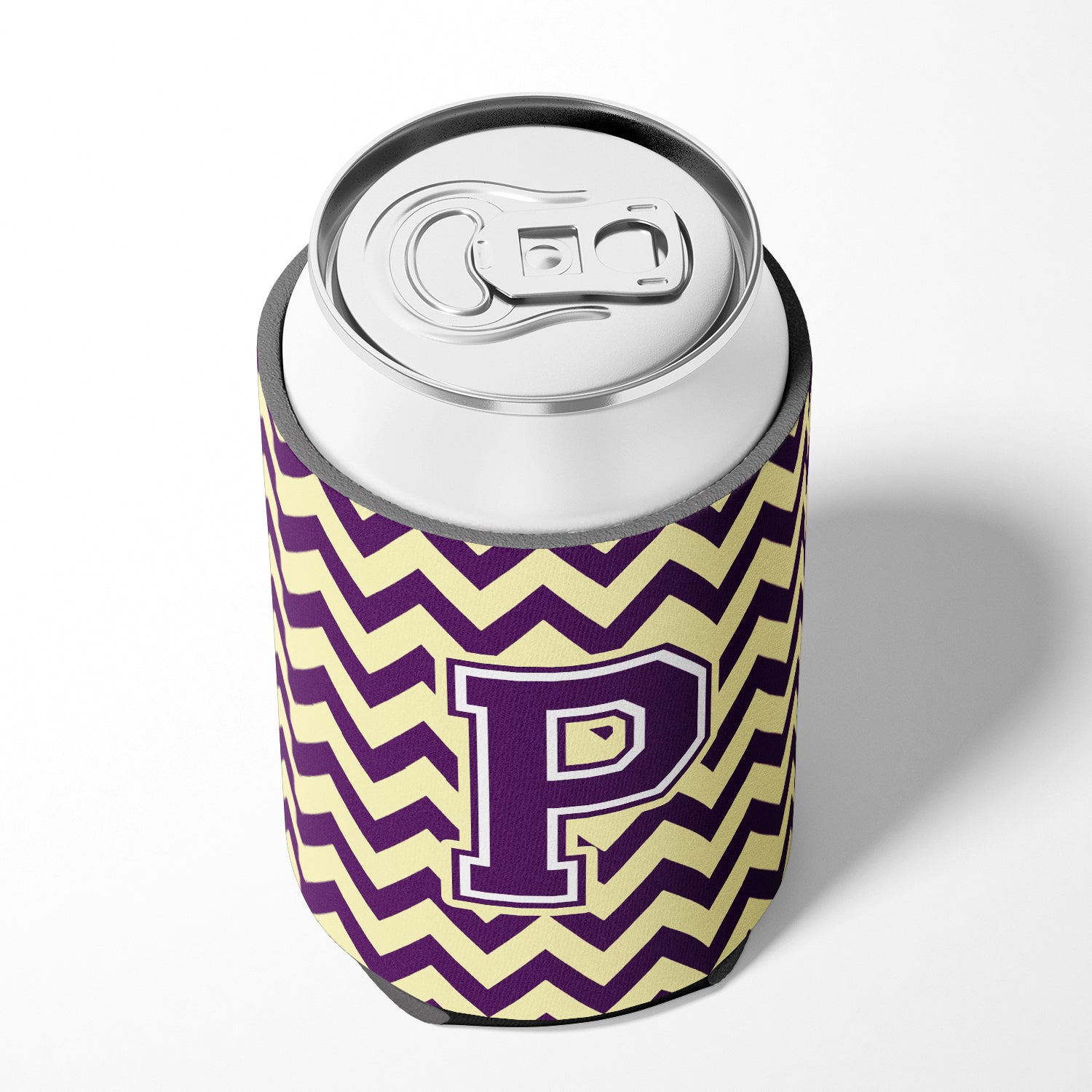 Letter P Chevron Purple and Gold Can or Bottle Hugger CJ1058-PCC