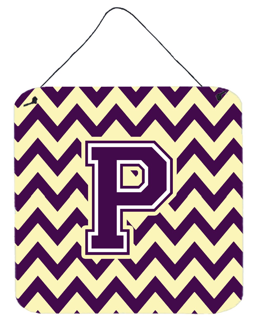 Letter P Chevron Purple and Gold Wall or Door Hanging Prints CJ1058-PDS66 by Caroline&#39;s Treasures