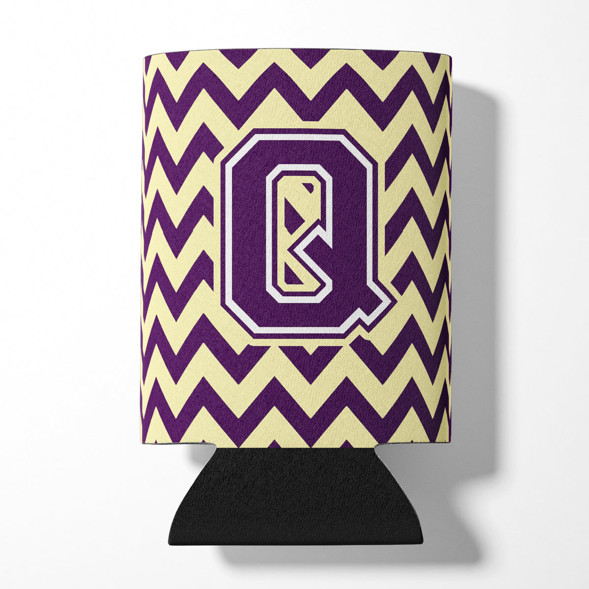 Letter Q Chevron Purple and Gold Can or Bottle Hugger CJ1058-QCC.