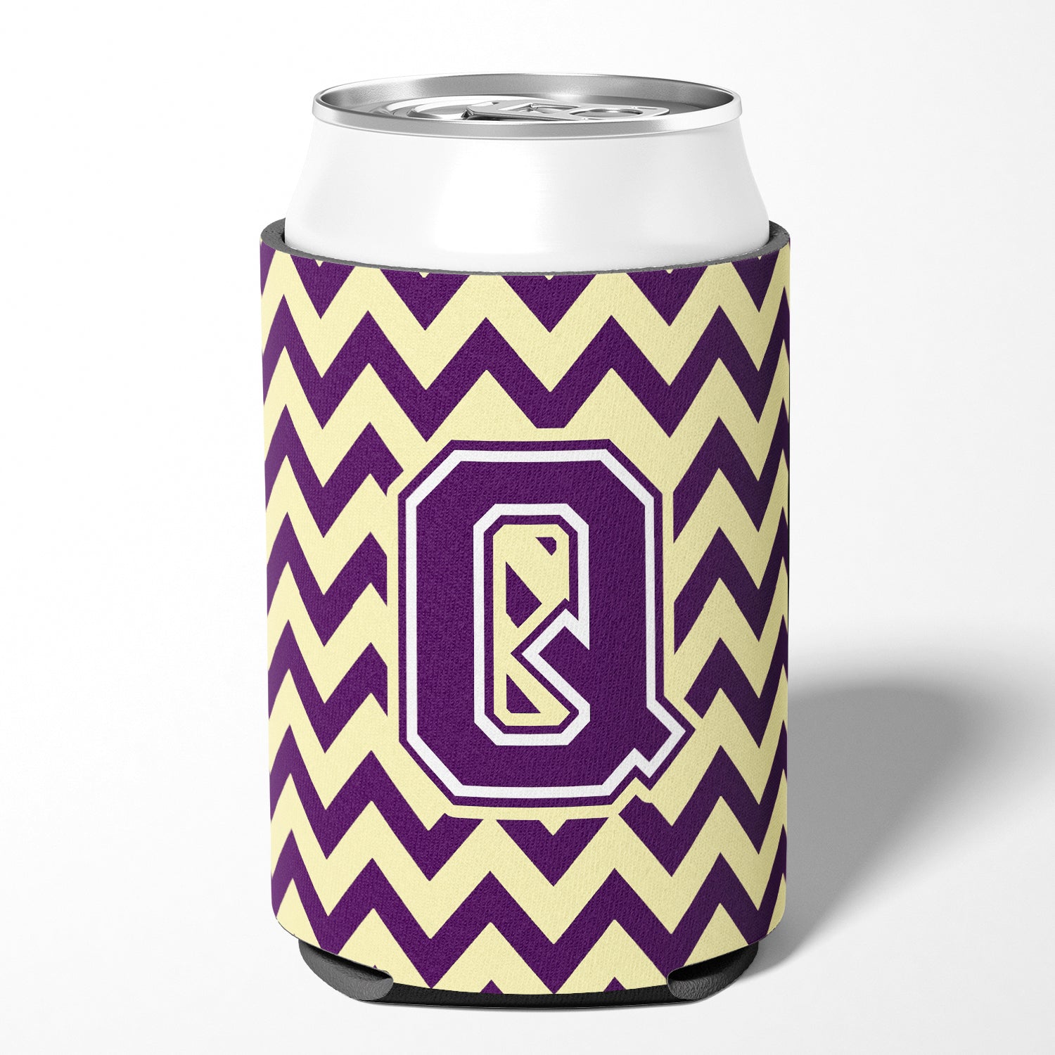 Letter Q Chevron Purple and Gold Can or Bottle Hugger CJ1058-QCC
