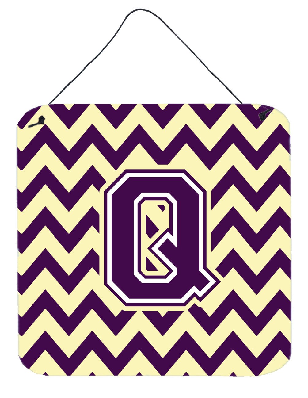 Letter Q Chevron Purple and Gold Wall or Door Hanging Prints CJ1058-QDS66 by Caroline's Treasures