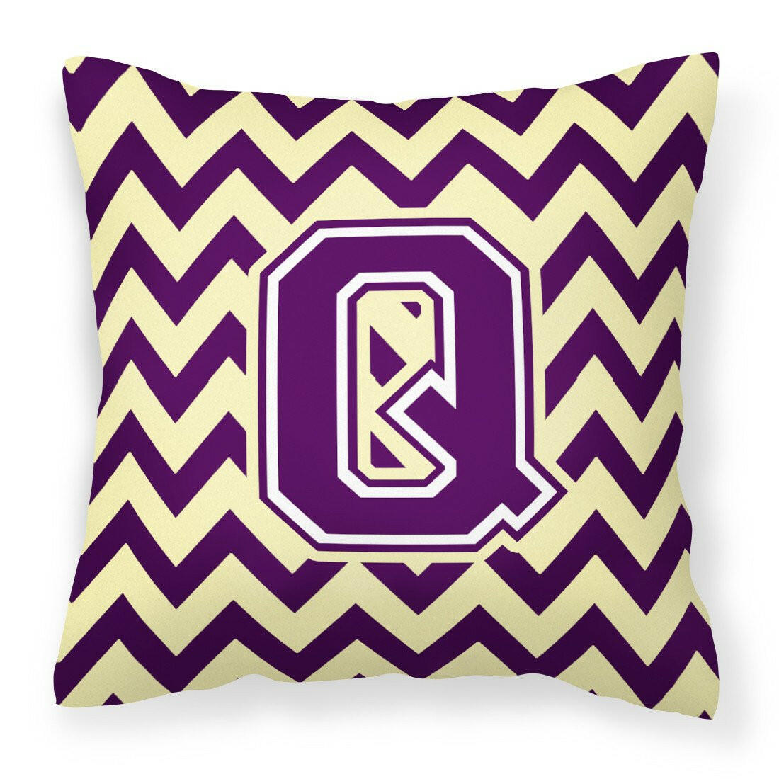 Letter Q Chevron Purple and Gold Fabric Decorative Pillow CJ1058-QPW1414 by Caroline&#39;s Treasures
