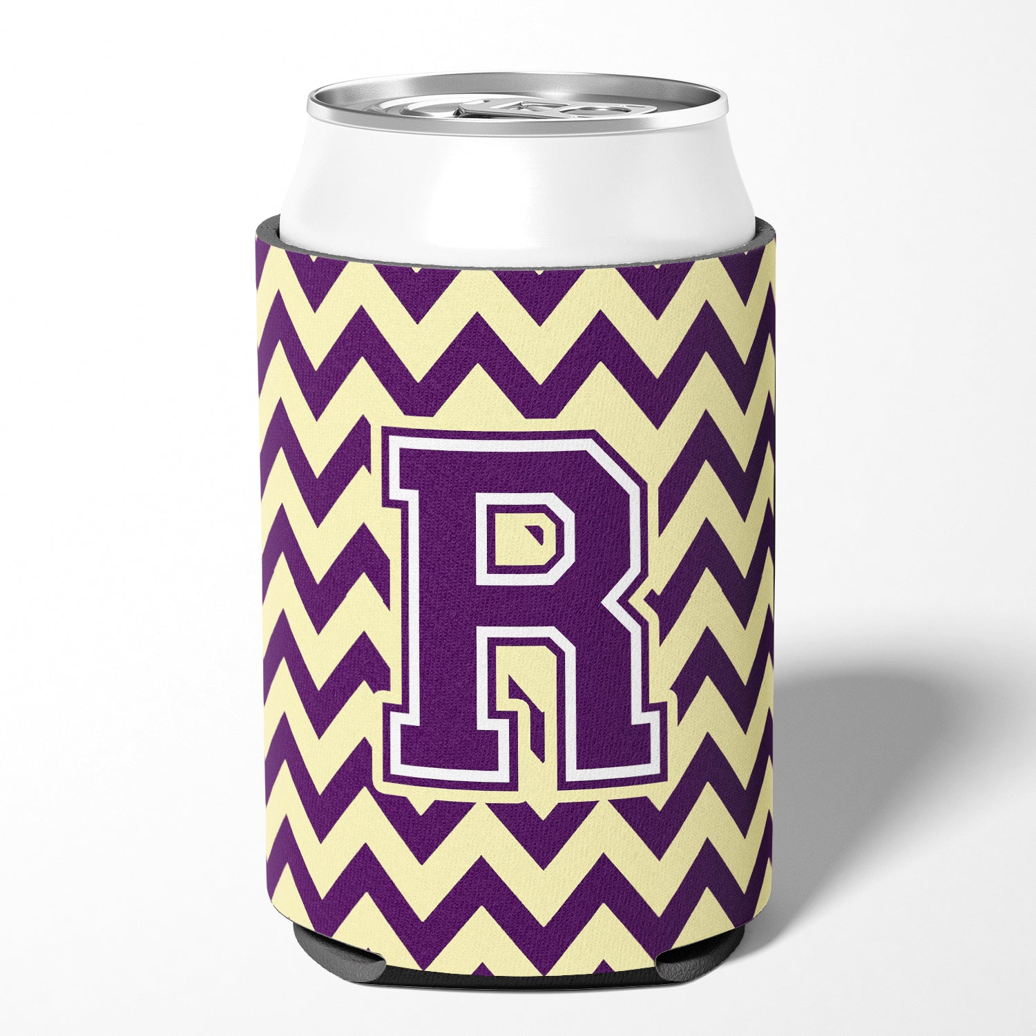 Letter R Chevron Purple and Gold Can or Bottle Hugger CJ1058-RCC