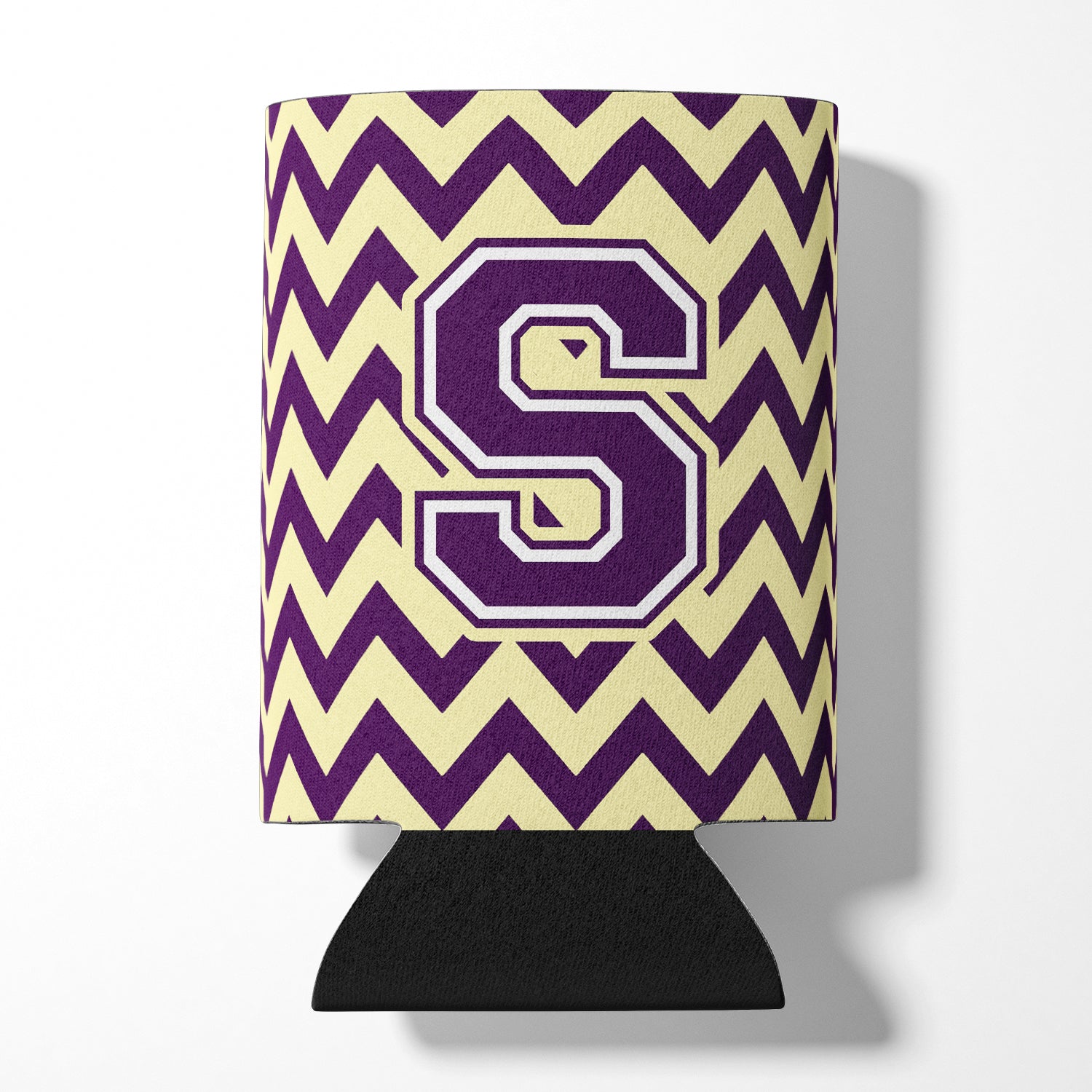 Letter S Chevron Purple and Gold Can or Bottle Hugger CJ1058-SCC