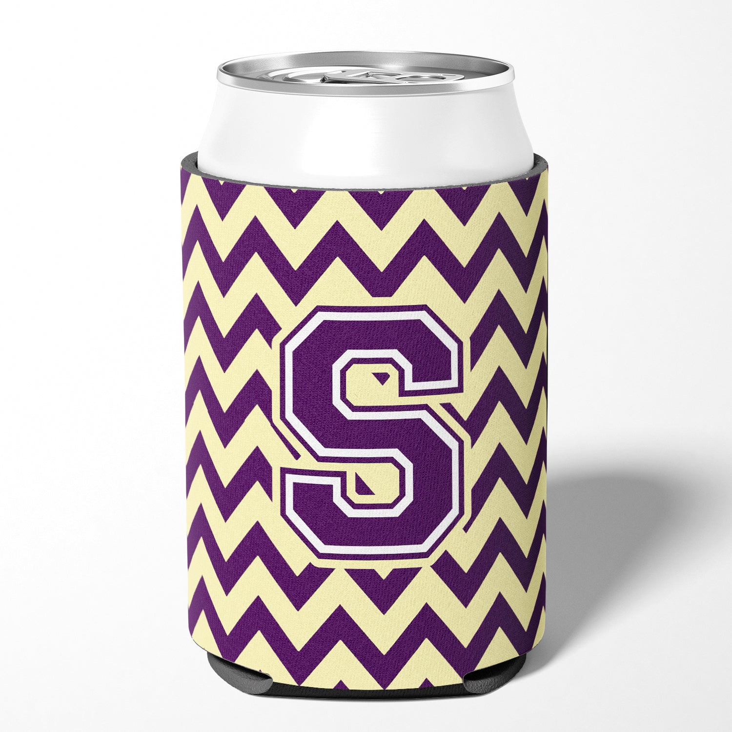 Letter S Chevron Purple and Gold Can or Bottle Hugger CJ1058-SCC