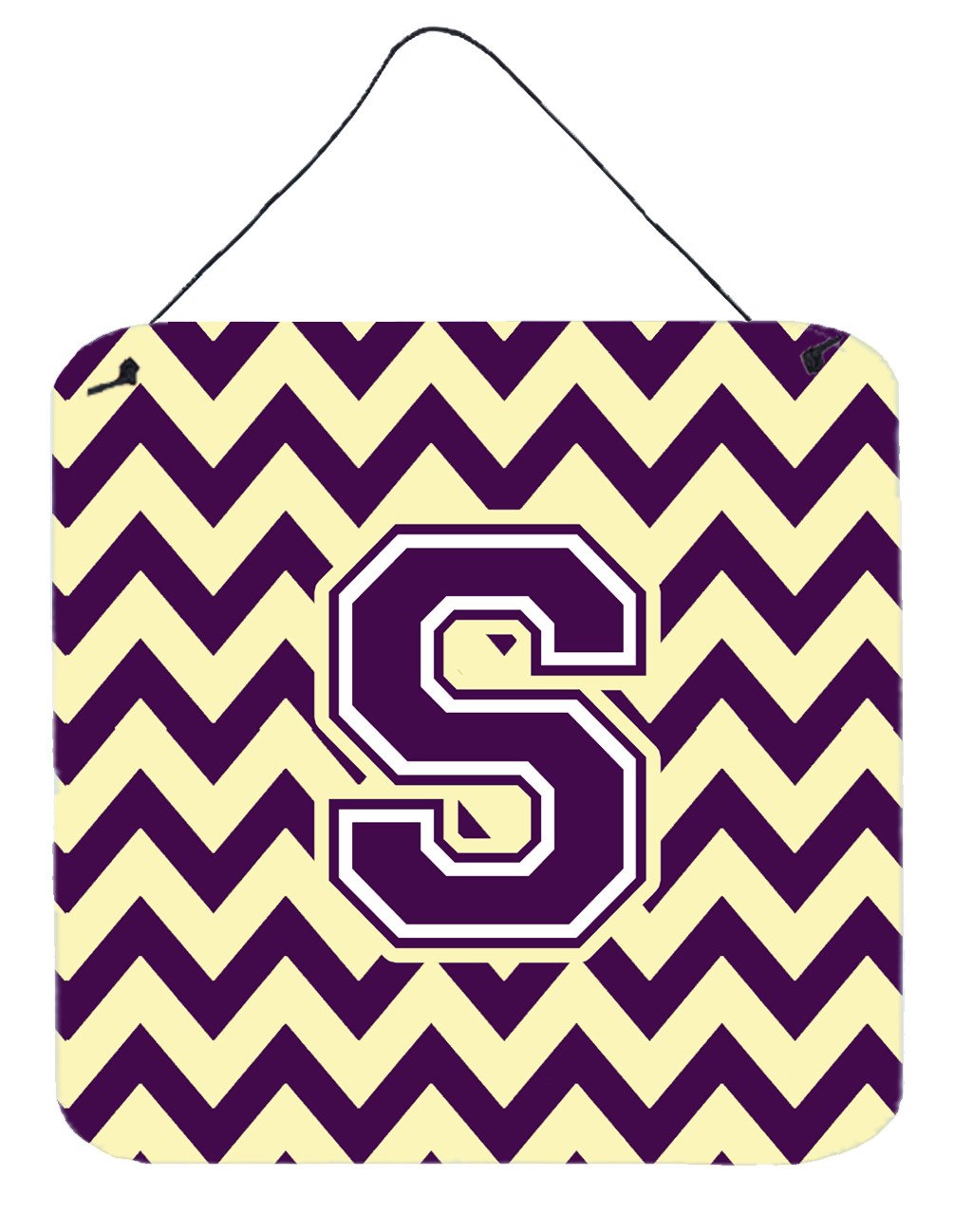 Letter S Chevron Purple and Gold Wall or Door Hanging Prints CJ1058-SDS66 by Caroline&#39;s Treasures