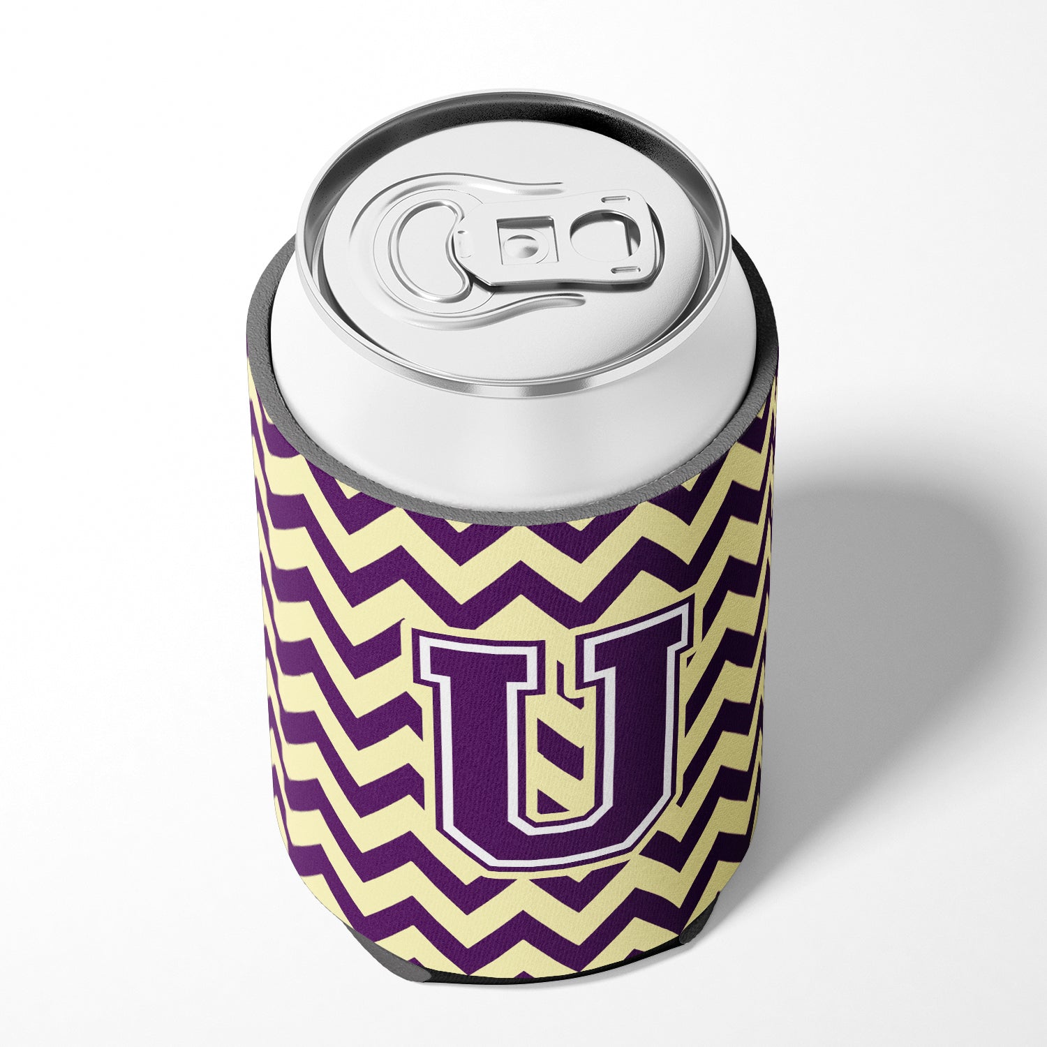 Letter U Chevron Purple and Gold Can or Bottle Hugger CJ1058-UCC.