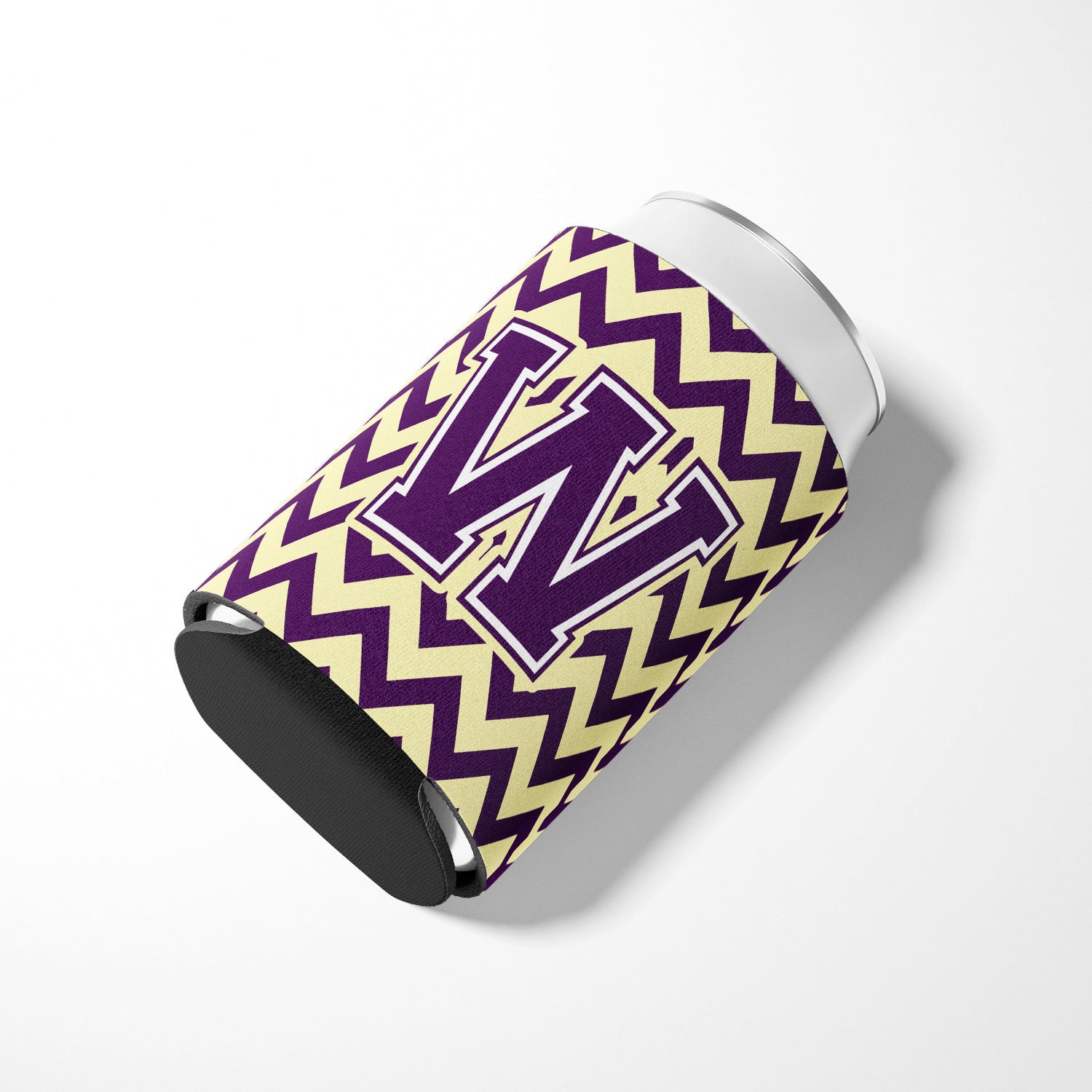 Letter W Chevron Purple and Gold Can or Bottle Hugger CJ1058-WCC.