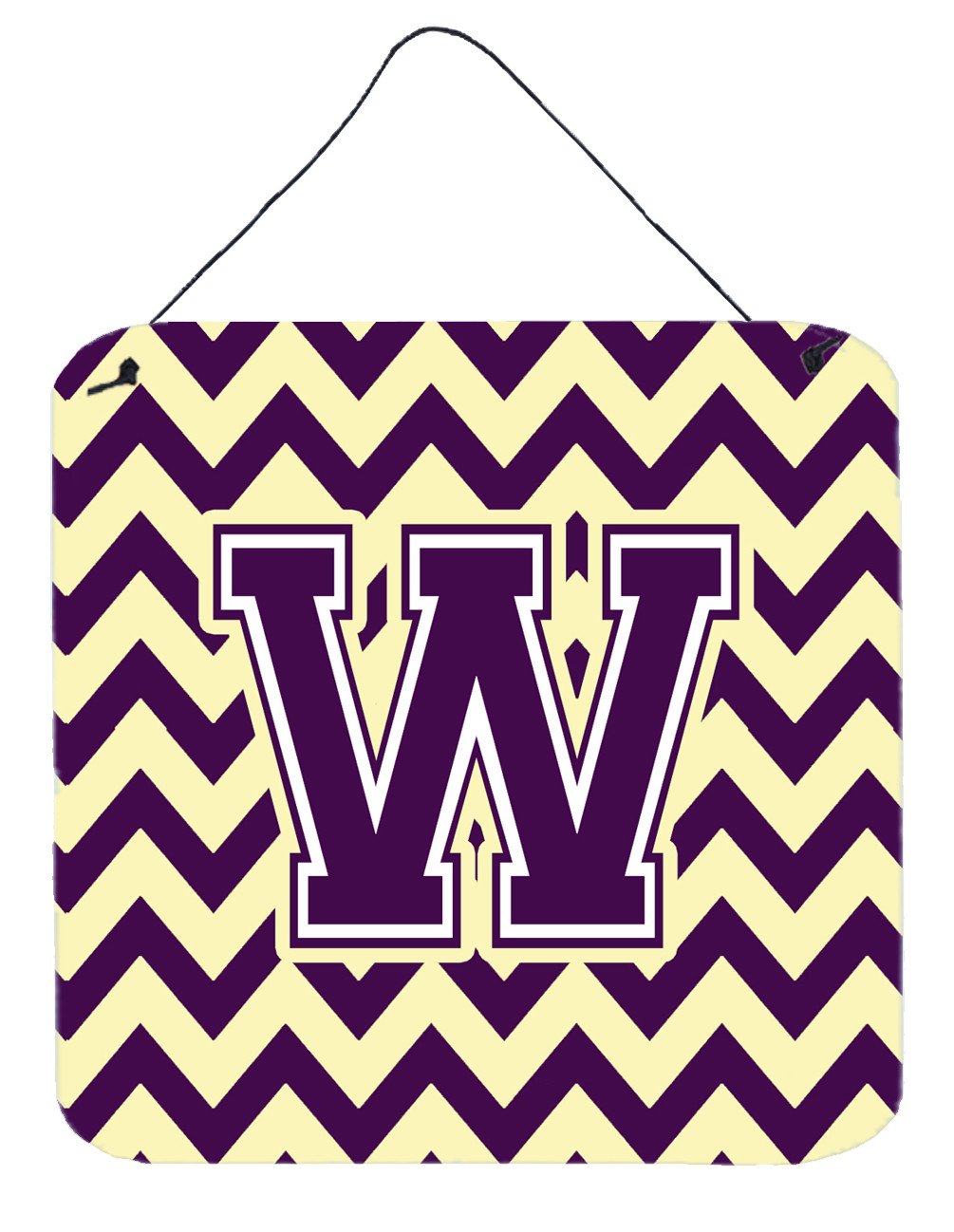 Letter W Chevron Purple and Gold Wall or Door Hanging Prints CJ1058-WDS66 by Caroline&#39;s Treasures