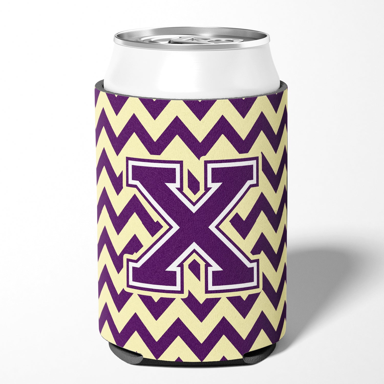 Letter X Chevron Purple and Gold Can or Bottle Hugger CJ1058-XCC