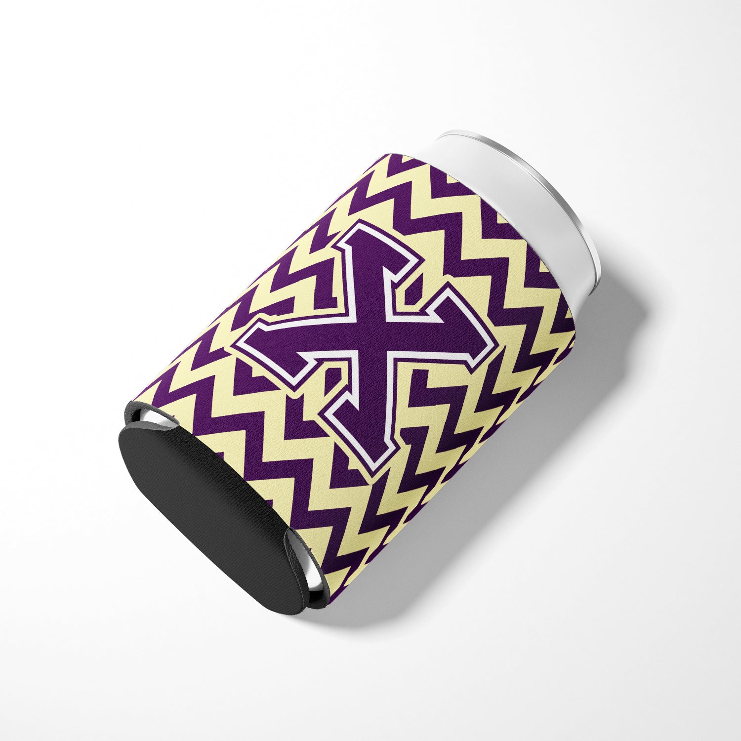 Letter X Chevron Purple and Gold Can or Bottle Hugger CJ1058-XCC.