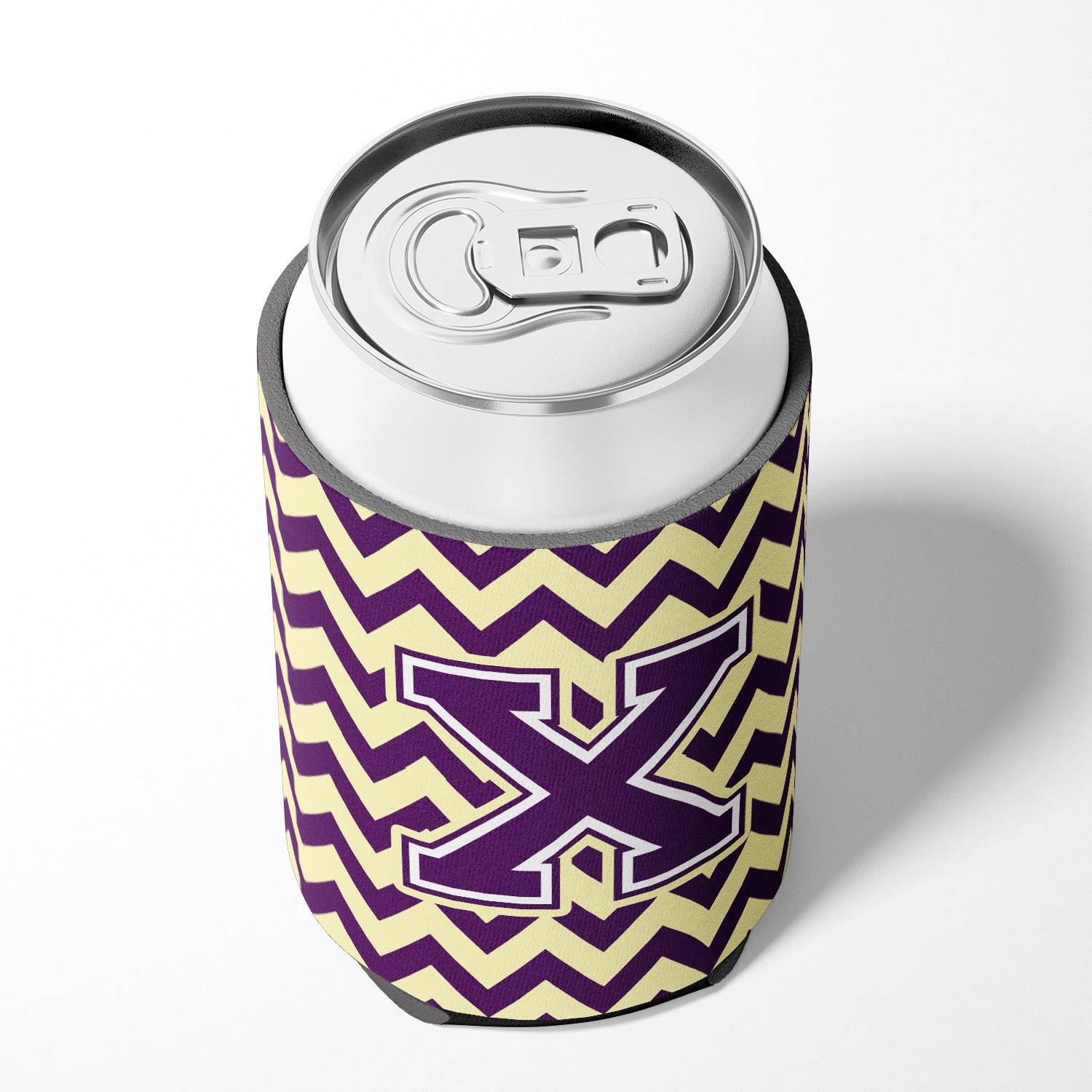 Letter X Chevron Purple and Gold Can or Bottle Hugger CJ1058-XCC.