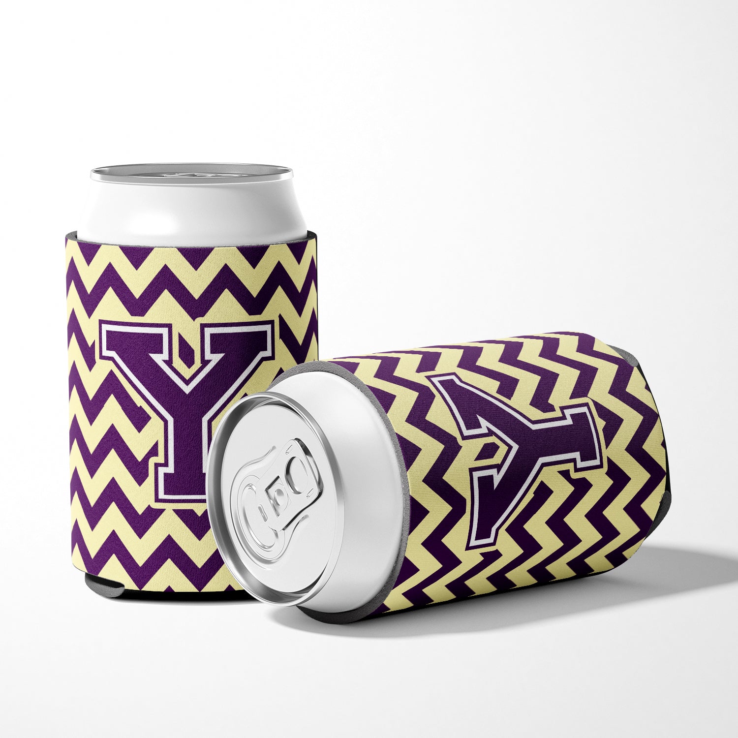 Letter Y Chevron Purple and Gold Can or Bottle Hugger CJ1058-YCC