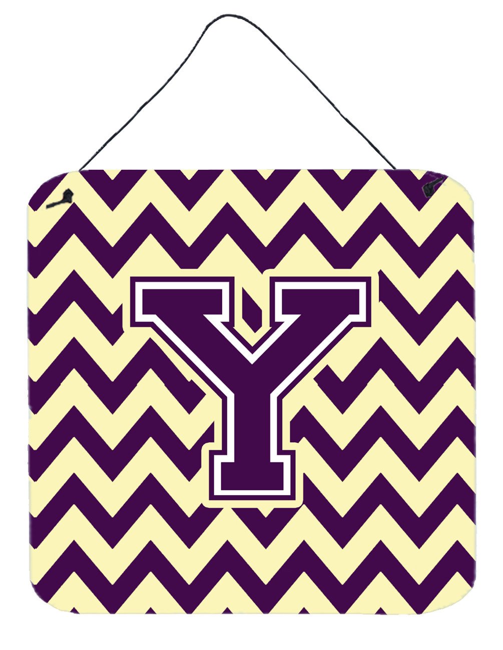 Letter Y Chevron Purple and Gold Wall or Door Hanging Prints CJ1058-YDS66 by Caroline's Treasures