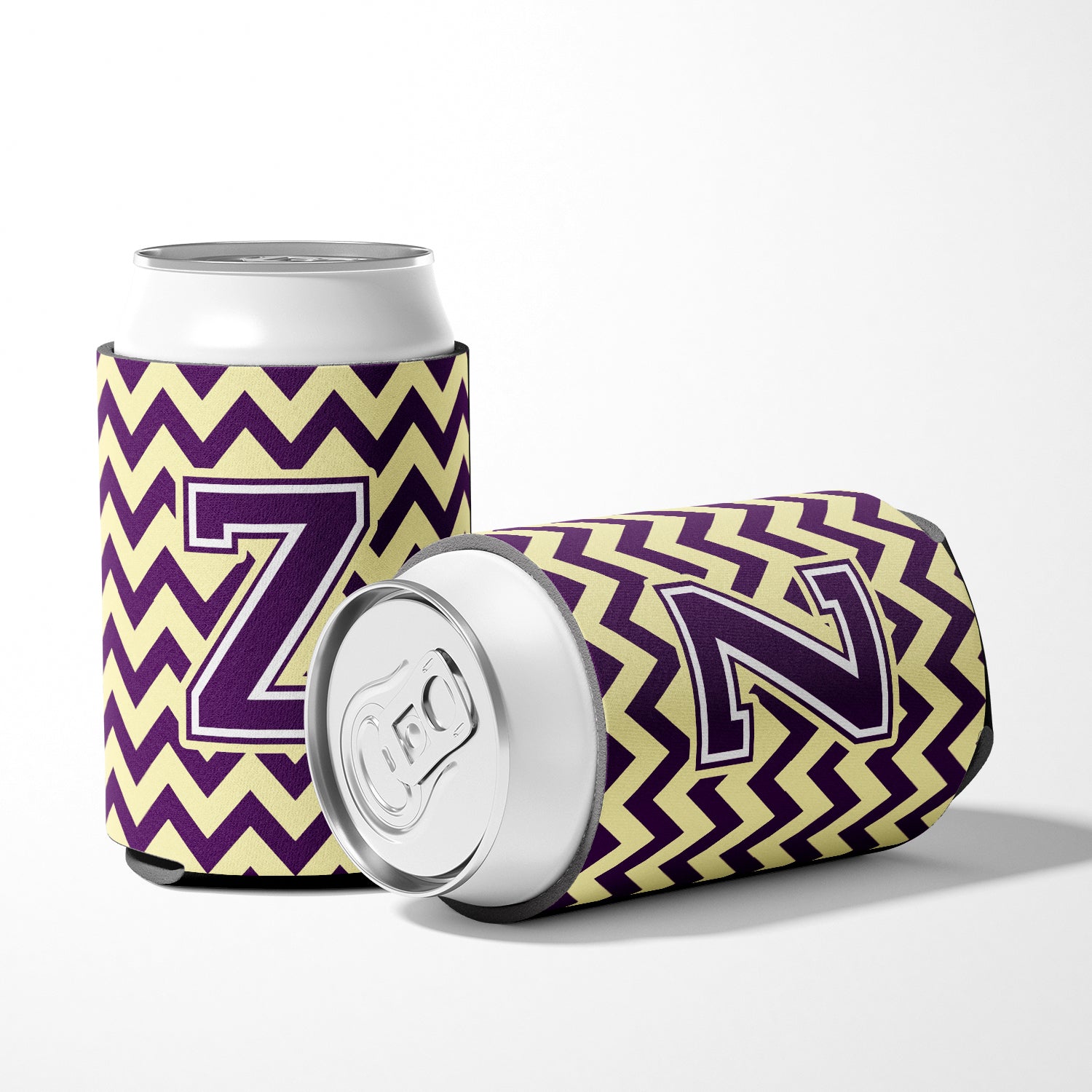 Letter Z Chevron Purple and Gold Can or Bottle Hugger CJ1058-ZCC.