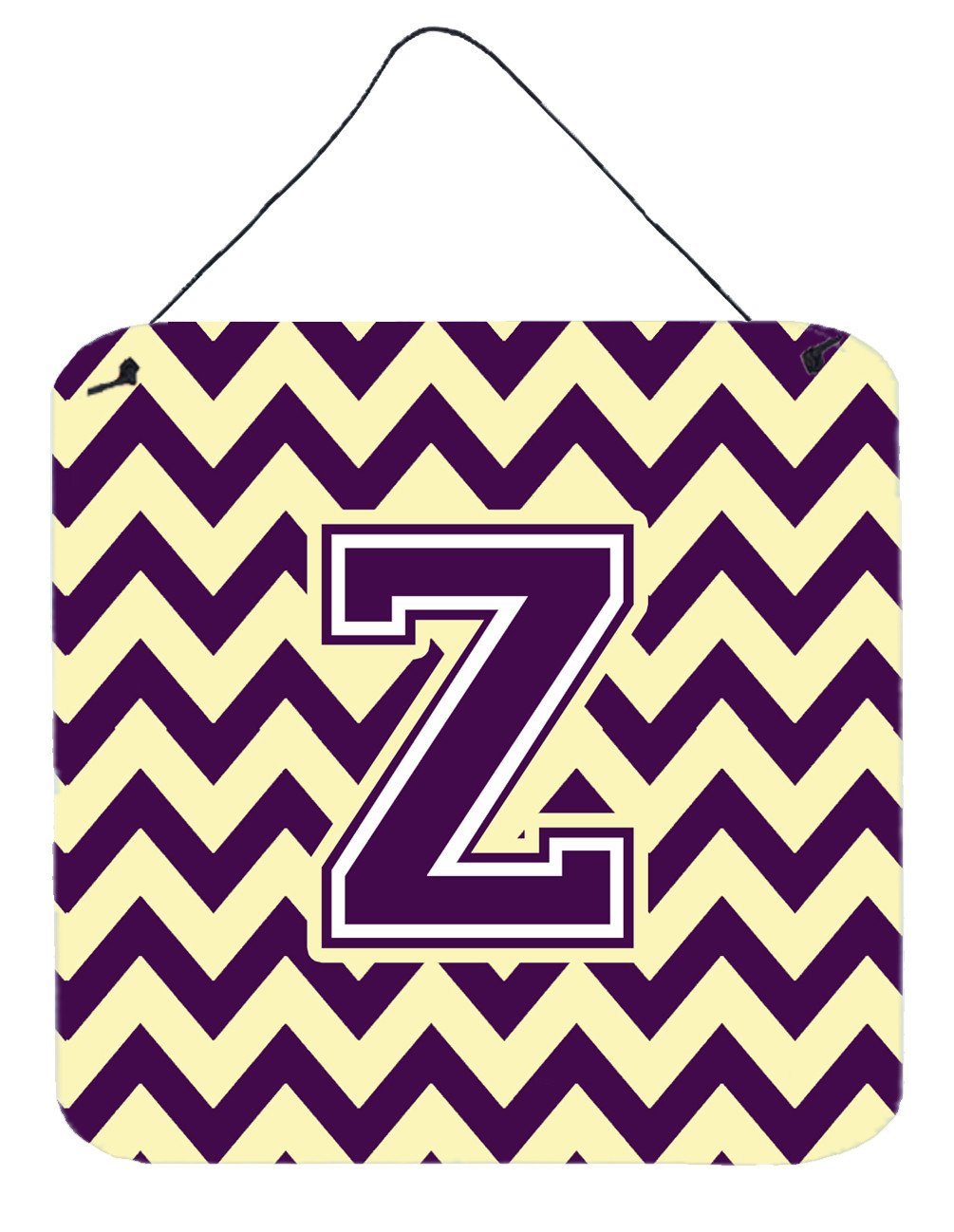 Letter Z Chevron Purple and Gold Wall or Door Hanging Prints CJ1058-ZDS66 by Caroline&#39;s Treasures