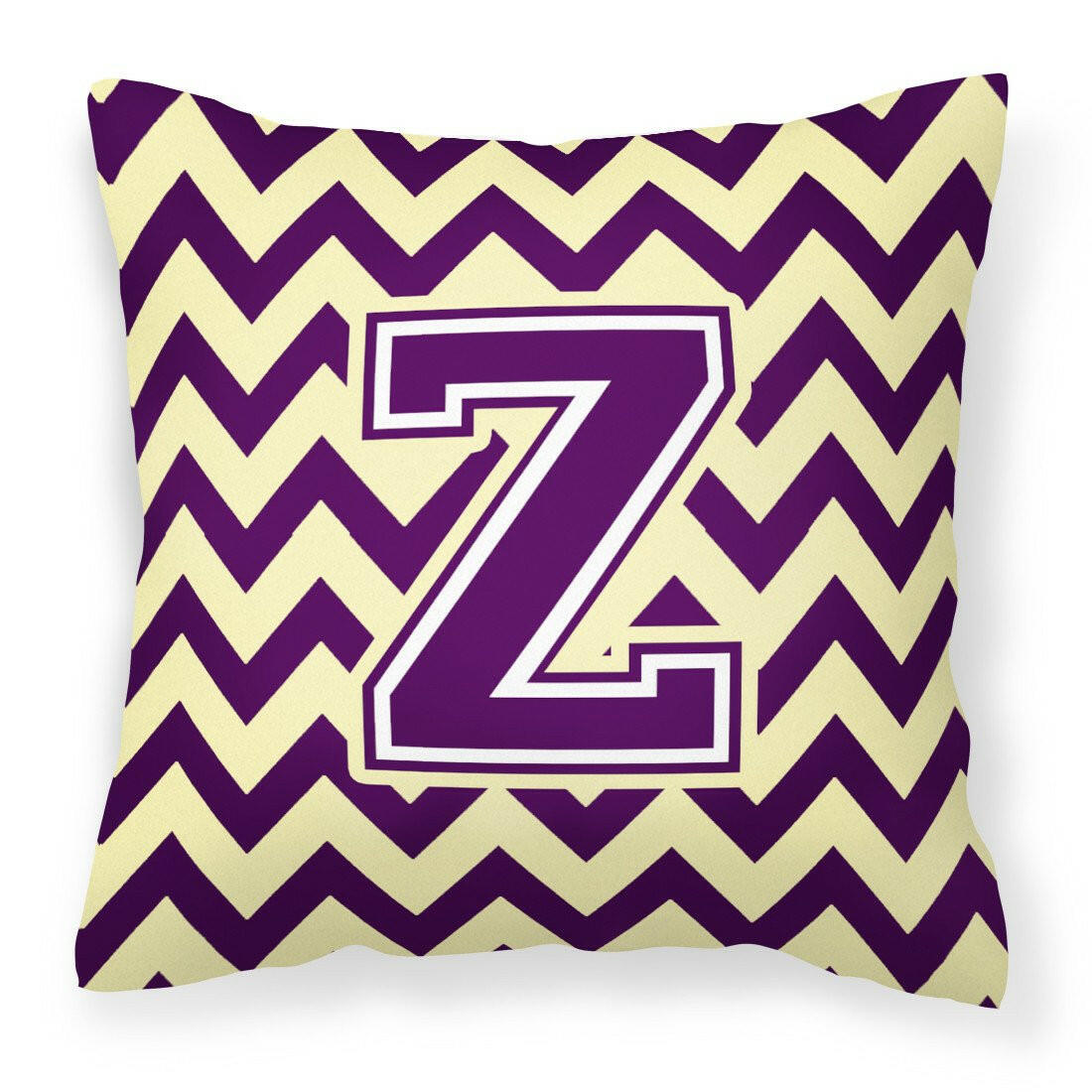 Letter Z Chevron Purple and Gold Fabric Decorative Pillow CJ1058-ZPW1414 by Caroline&#39;s Treasures