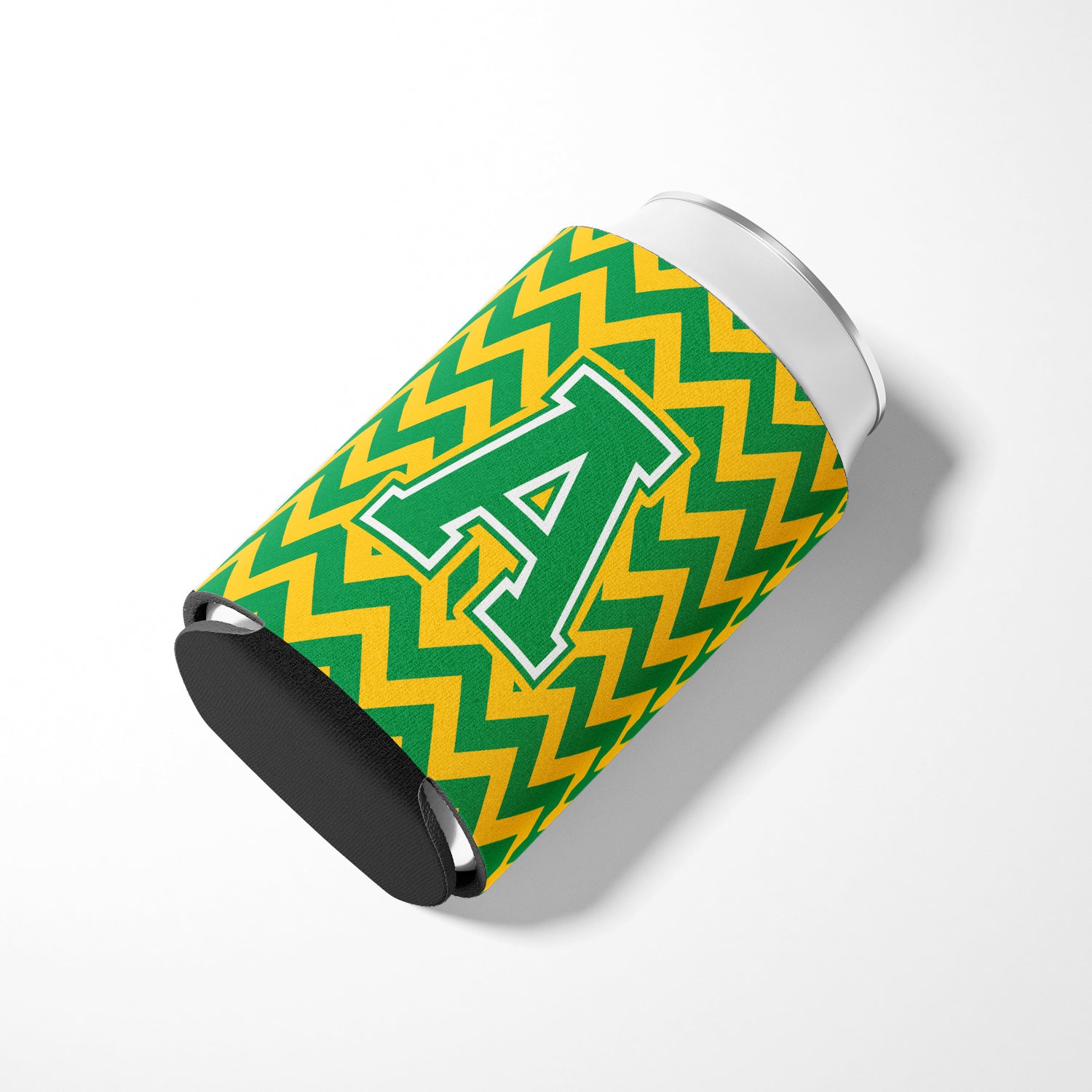 Letter A Chevron Green and Gold Can or Bottle Hugger CJ1059-ACC