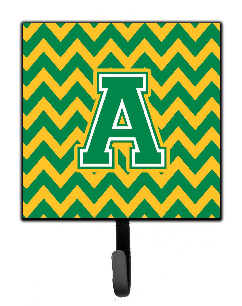 Letter A Chevron Green and Gold Leash or Key Holder by Caroline&#39;s Treasures